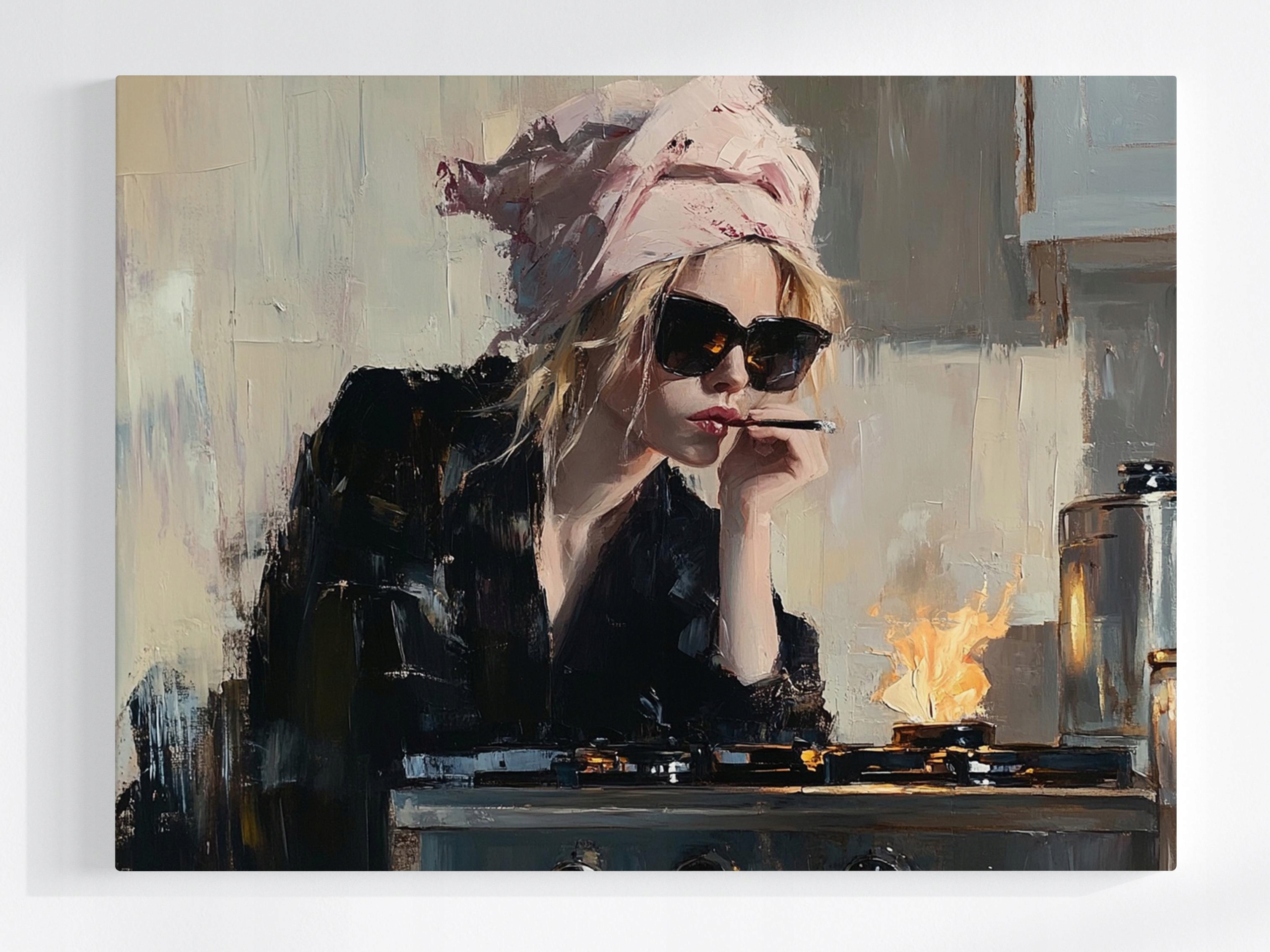 Obraz Na Plátně Canvas Žena Dívka Cigareta Brýle Portrét 100x75