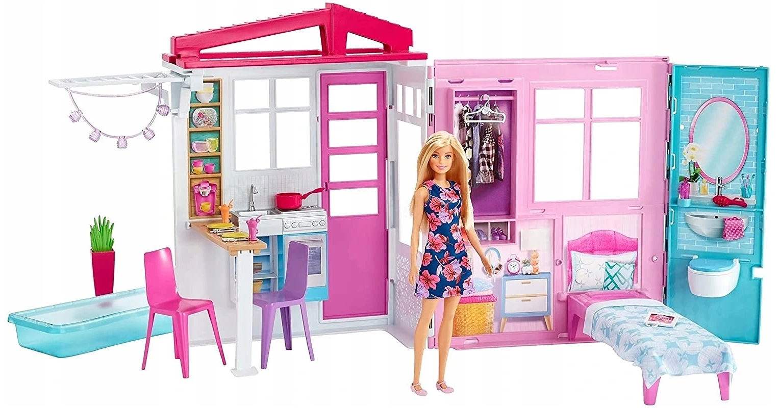 

Domek Barbie Składany Lalka Basen Meble Kuchnia