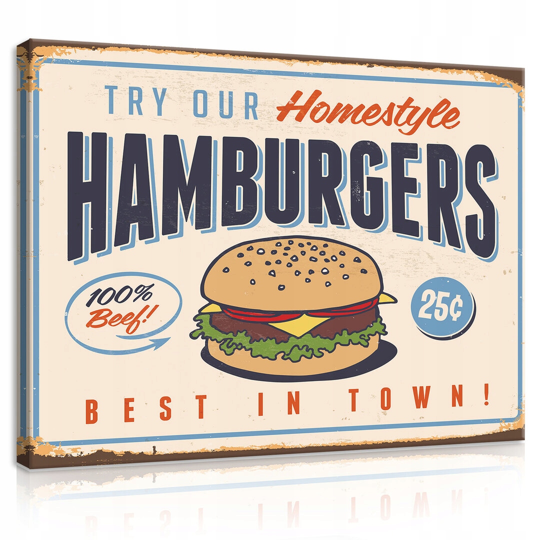 Obraz 80x60 Vintage retro hamburger domácí nejlepší nostalgie reklama