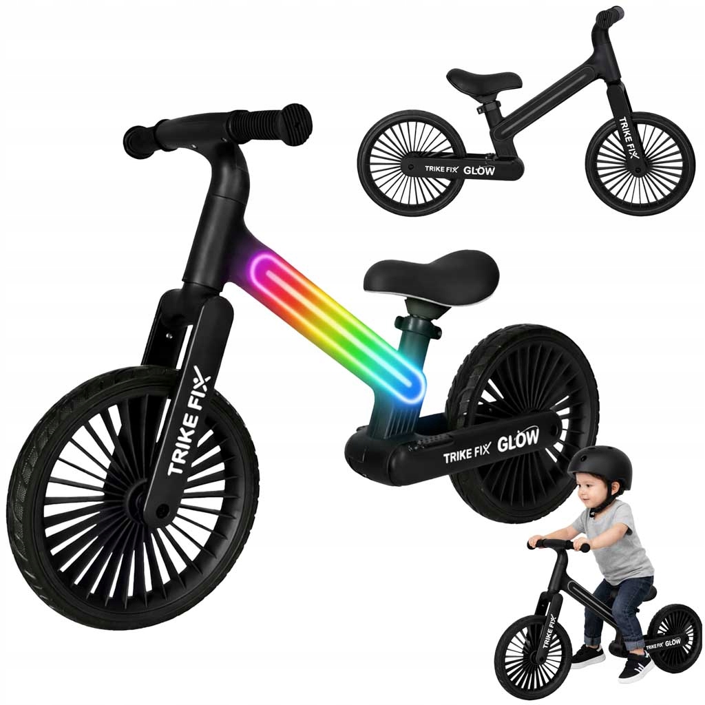 KX2867 Rowerek biegowy Trike Fix Glow Led czarny