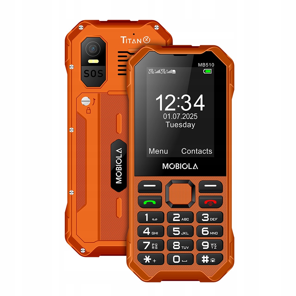 Mobilní telefon 4G Mobiola MB510 TitanX Velmi oranžový, Zesílený