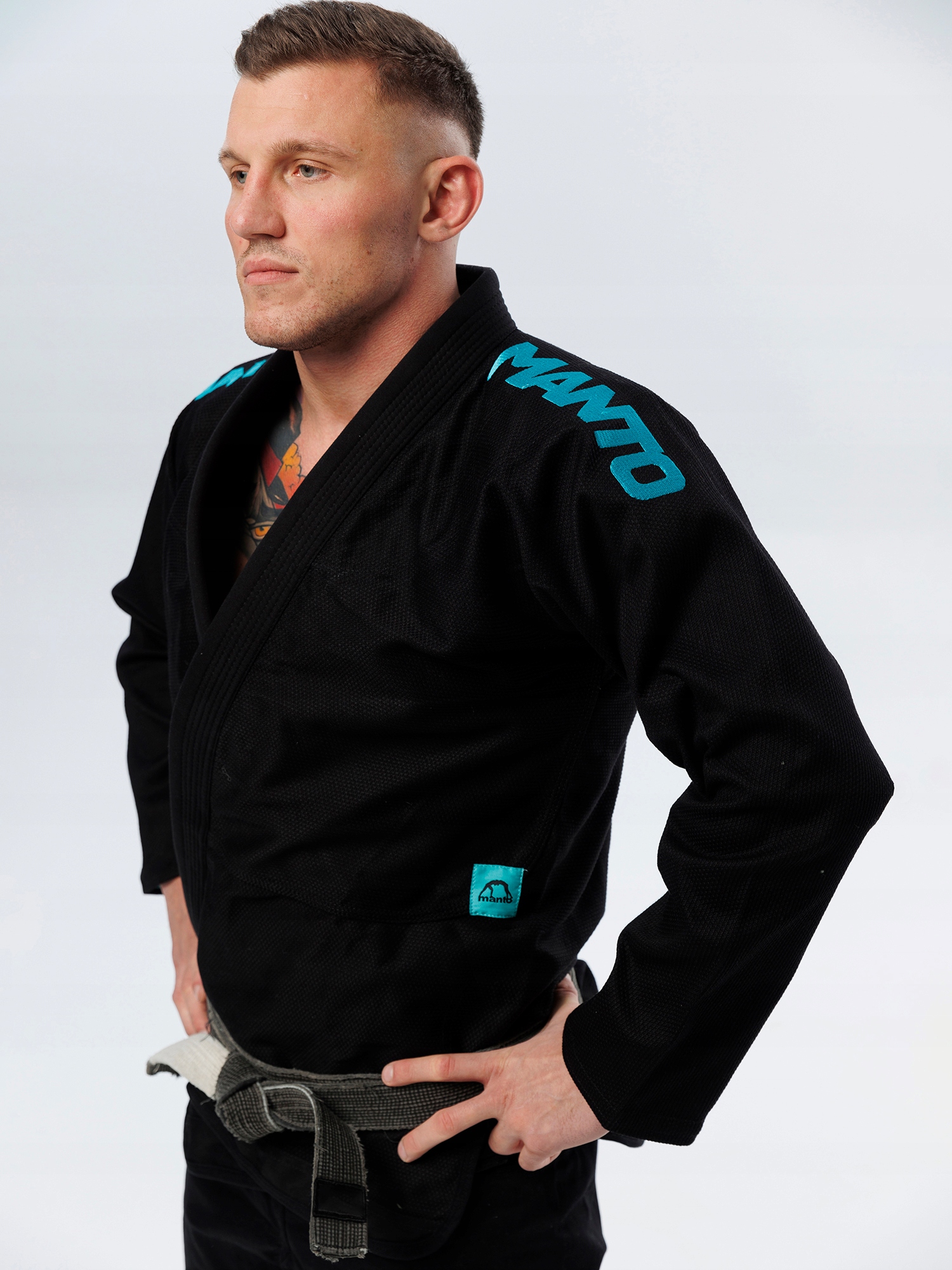 Manto Kimono Do Bjj Gi X5 Czarno Turkusowe A1L