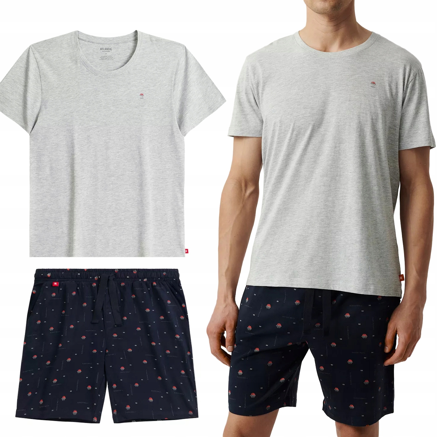 Pánské pyžamo Atlantic NMP-384 Volný krátký komplet z bavlny L