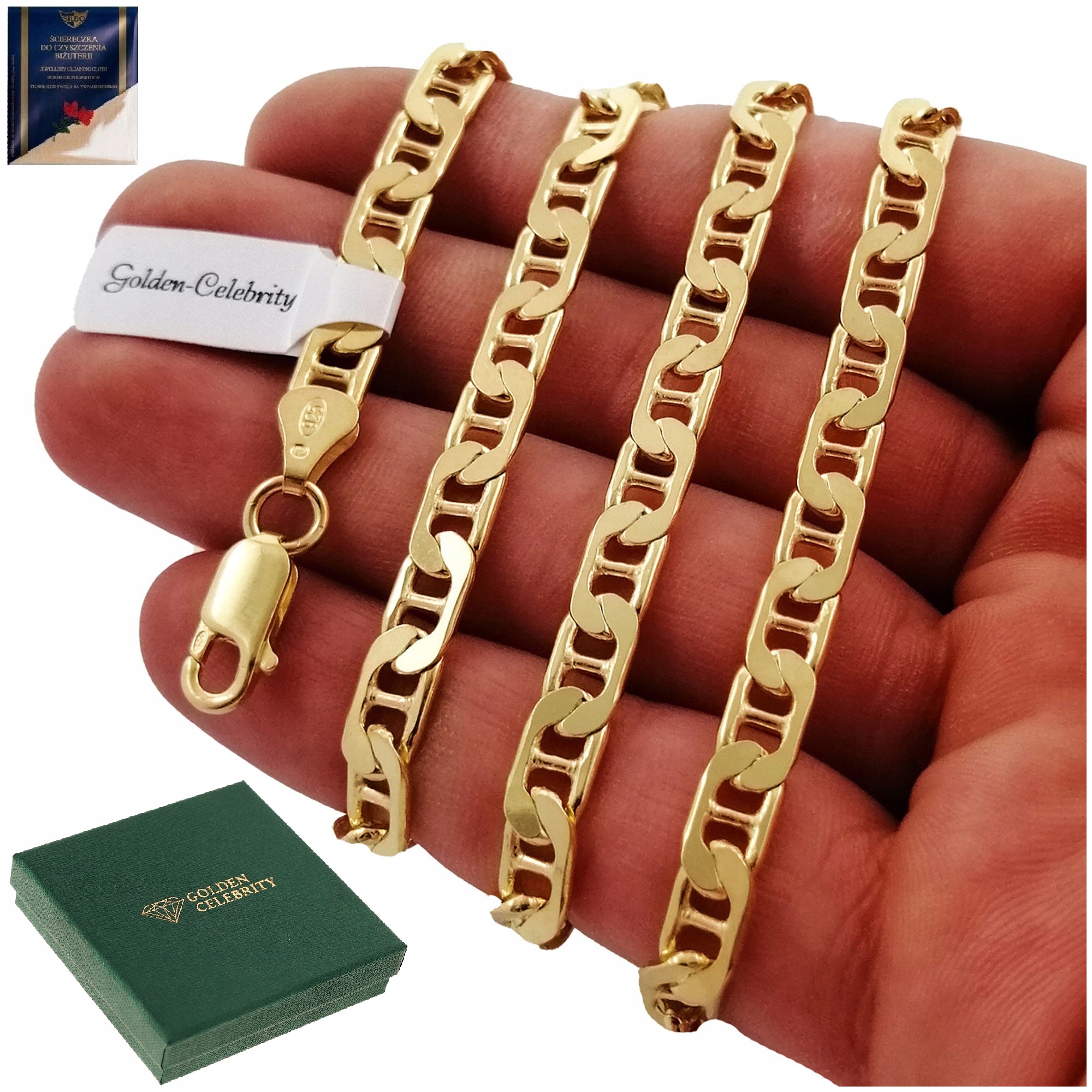 Złoty Łańcuszek Naszyjnik Męski Gucci Szeroki Gruby 925/585 Dla Męża 60 CM