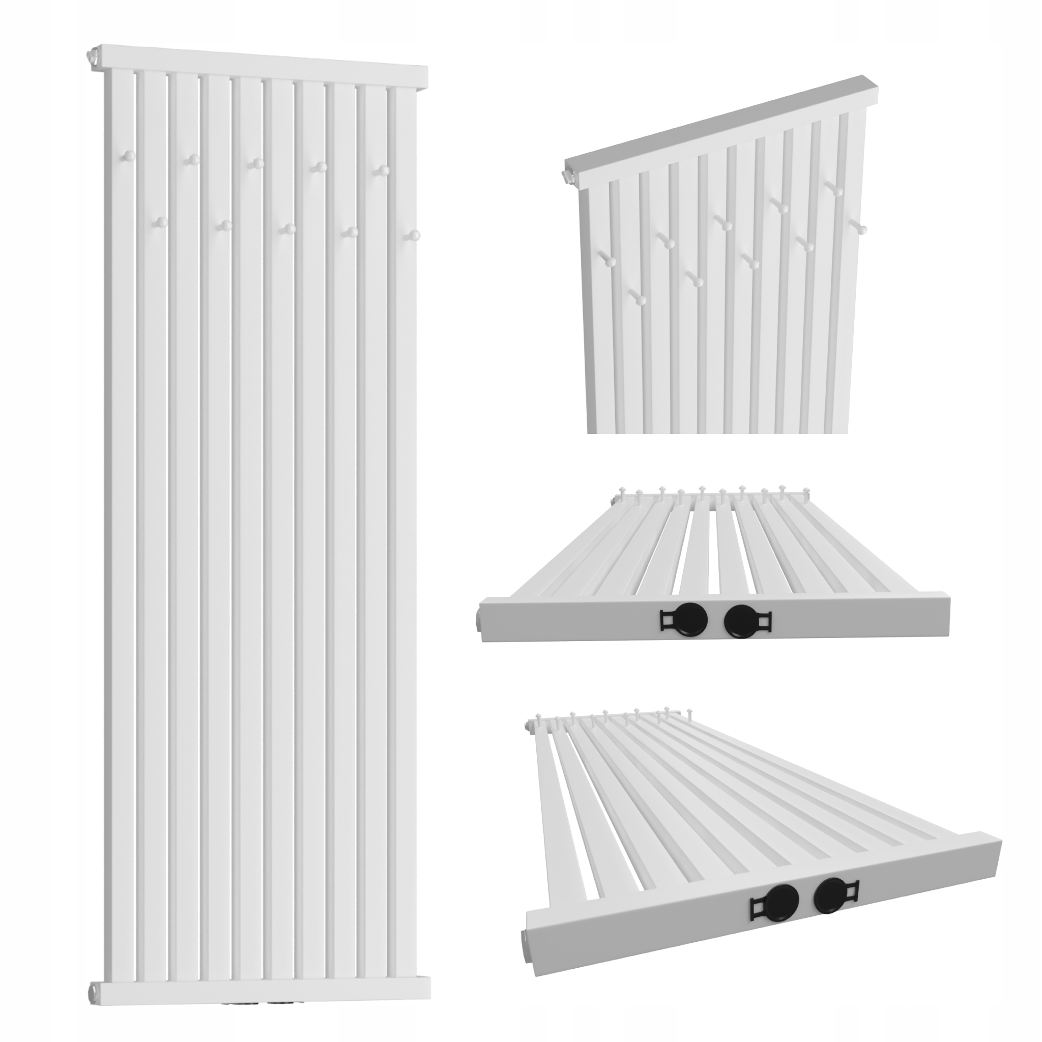 Dekorativní radiátor s věšáky Radiator Hook 160x46 Bílá Matná Struktura