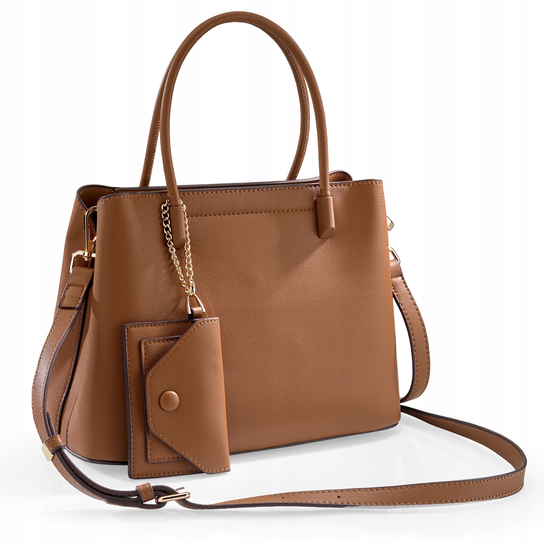 Torebka damska mini brązowa listonoszka do ręki na ramię modna stylowa