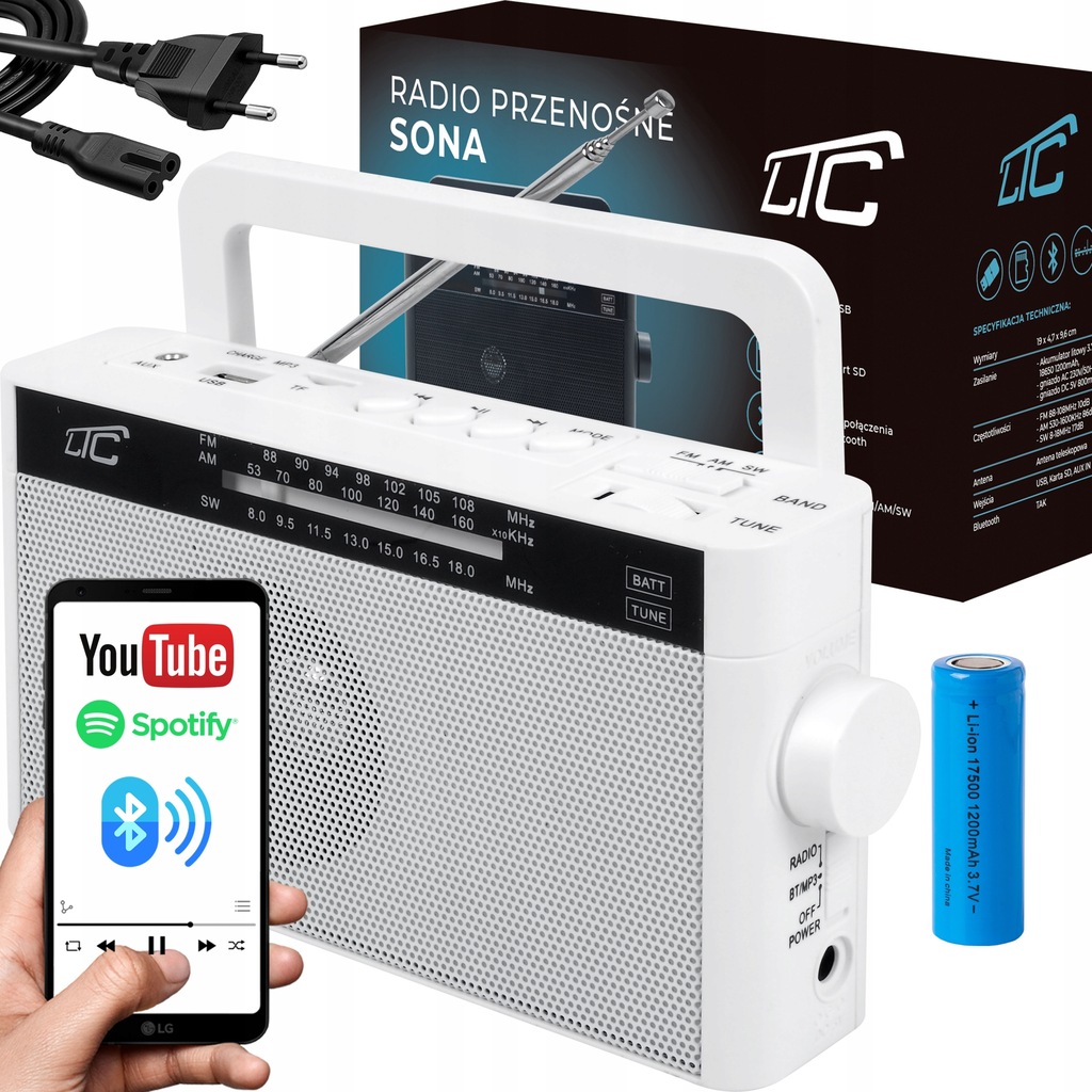 Radio Kuchenne Na Akumulator Przenośne Bluetooth Sieciowe Budowlane Baterie