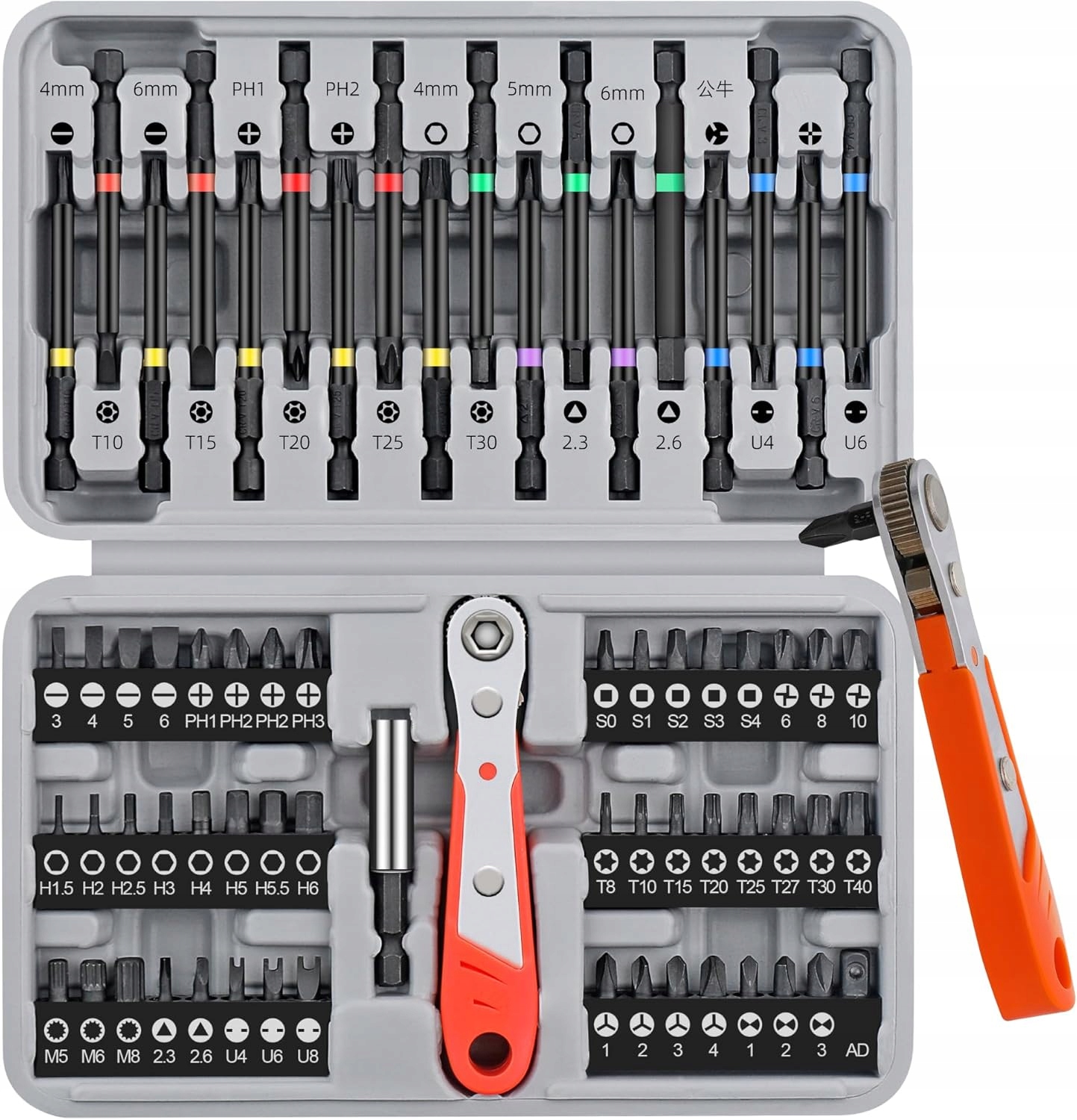 Hi-Spec Zestaw Bitów 68 el. Grzechotka i Adapter, Torx, Trójkątne