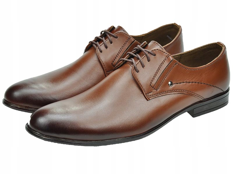 MĘSKIE WIZYTOWE PÓŁBUTY SKÓRZANE 190 BRĄZ 42 Marka inna