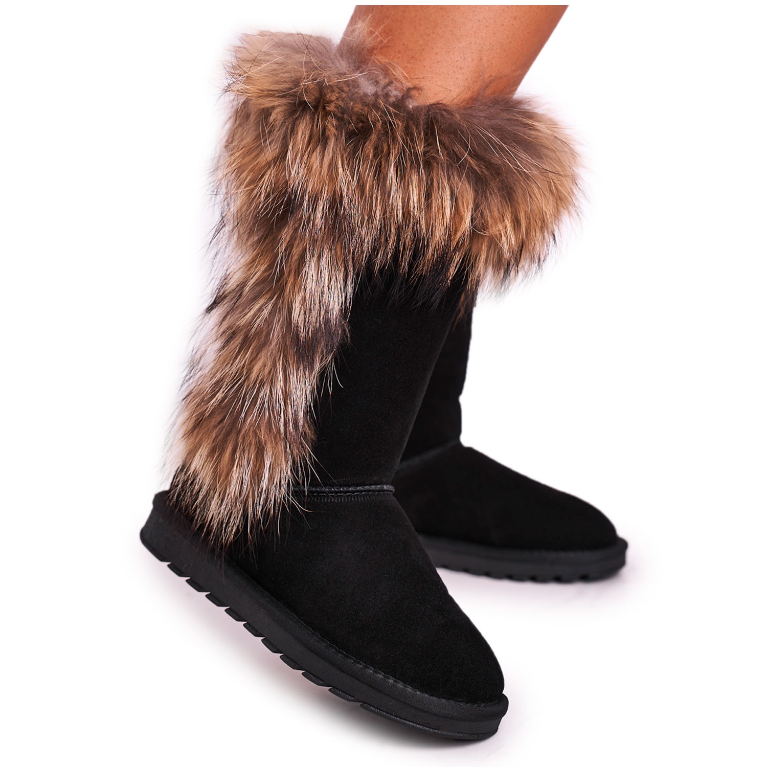 Czarne Skóra naturalna Buty Śniegowce Han r.37