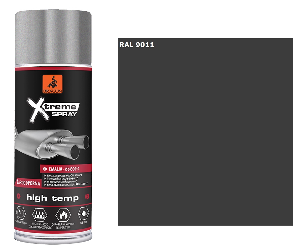 

Emalia Żaroodporna Spray 400ml Dragon Czarny 9011