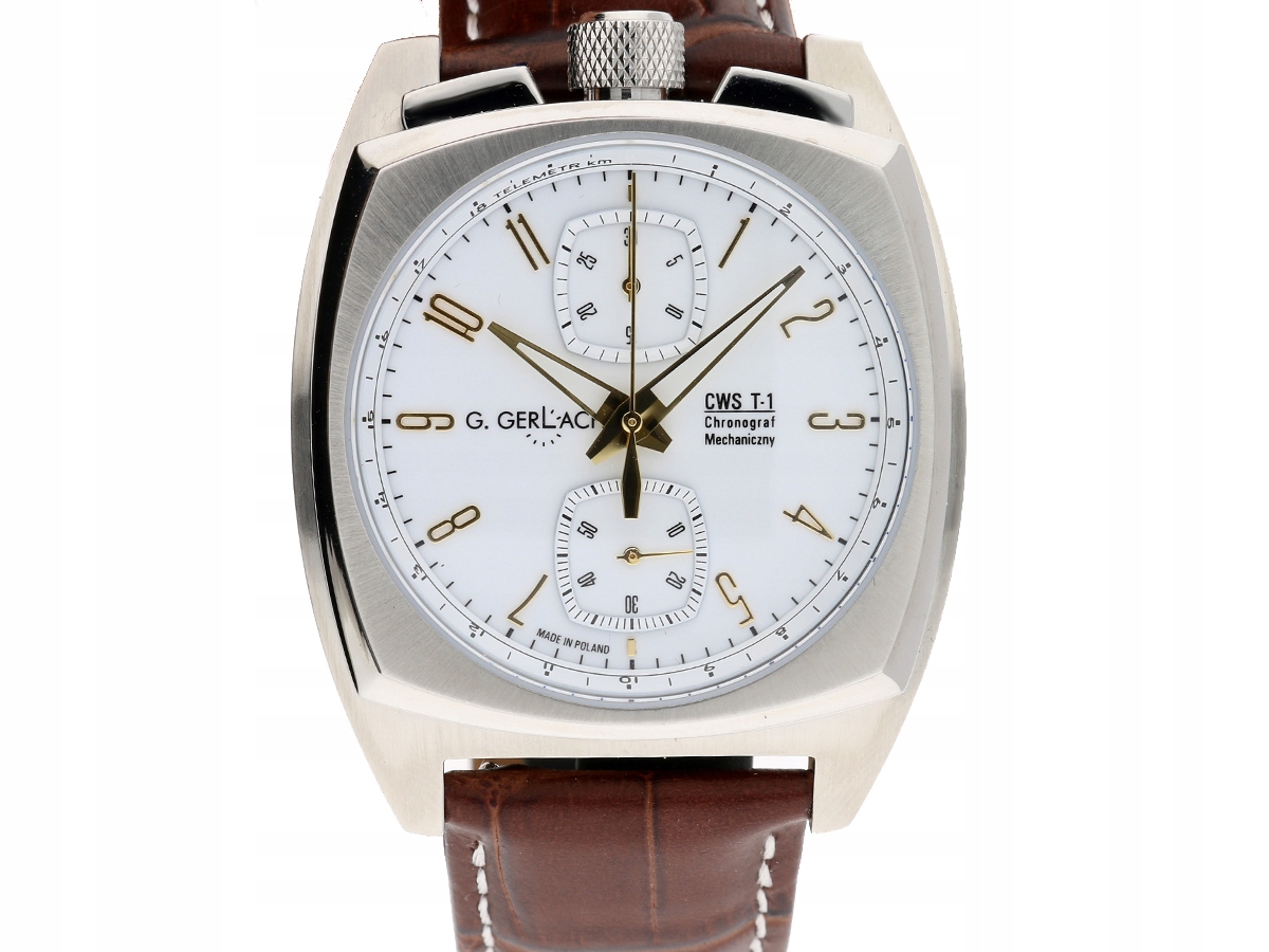 Zegarek męski G.gerlach Cws T1 White Silver Mechaniczny Chronograf