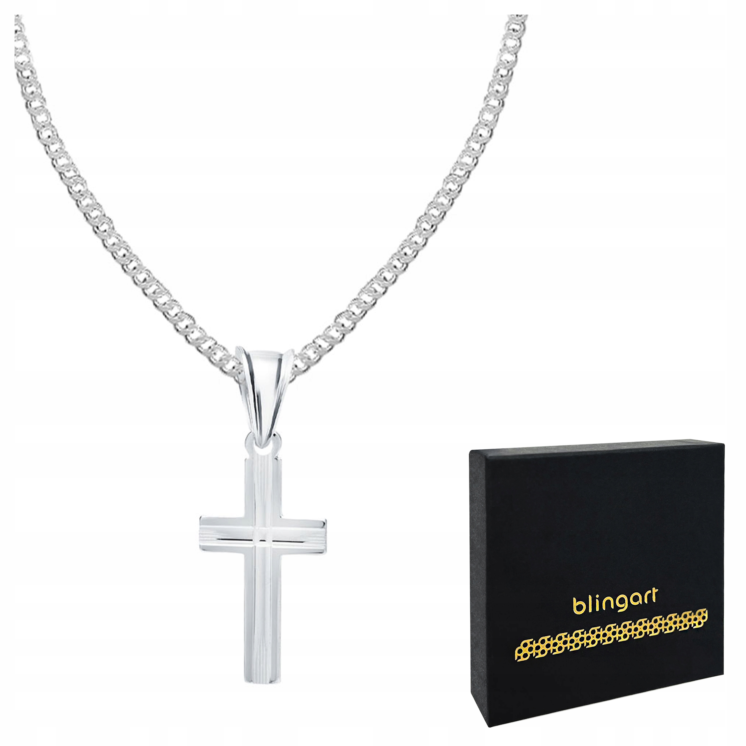 Stříbrný řetízek pro tatínka, pánský s křížkem, Dárek ke Dni otců 55 cm