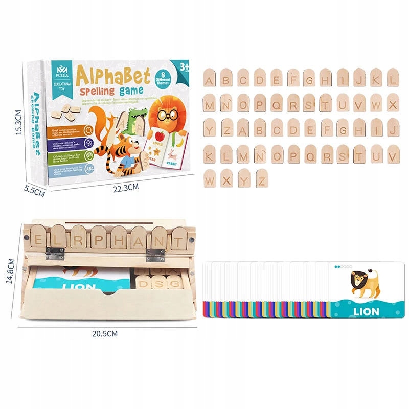 Gra edukacyjna literowanie układanie wyrazów Materiał drewno inny