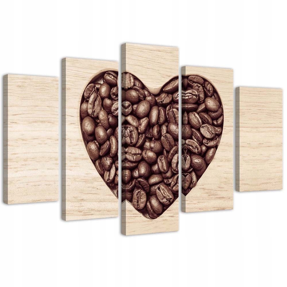 5-dielny obraz na plátne, Srdce z kávových zŕn 150x100