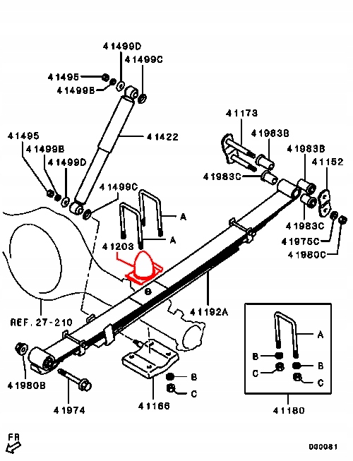 MITSUBISHI L200 ODBÓJ PODUSZKA AMORTYZATORA RESORU Numer katalogowy części MD-006