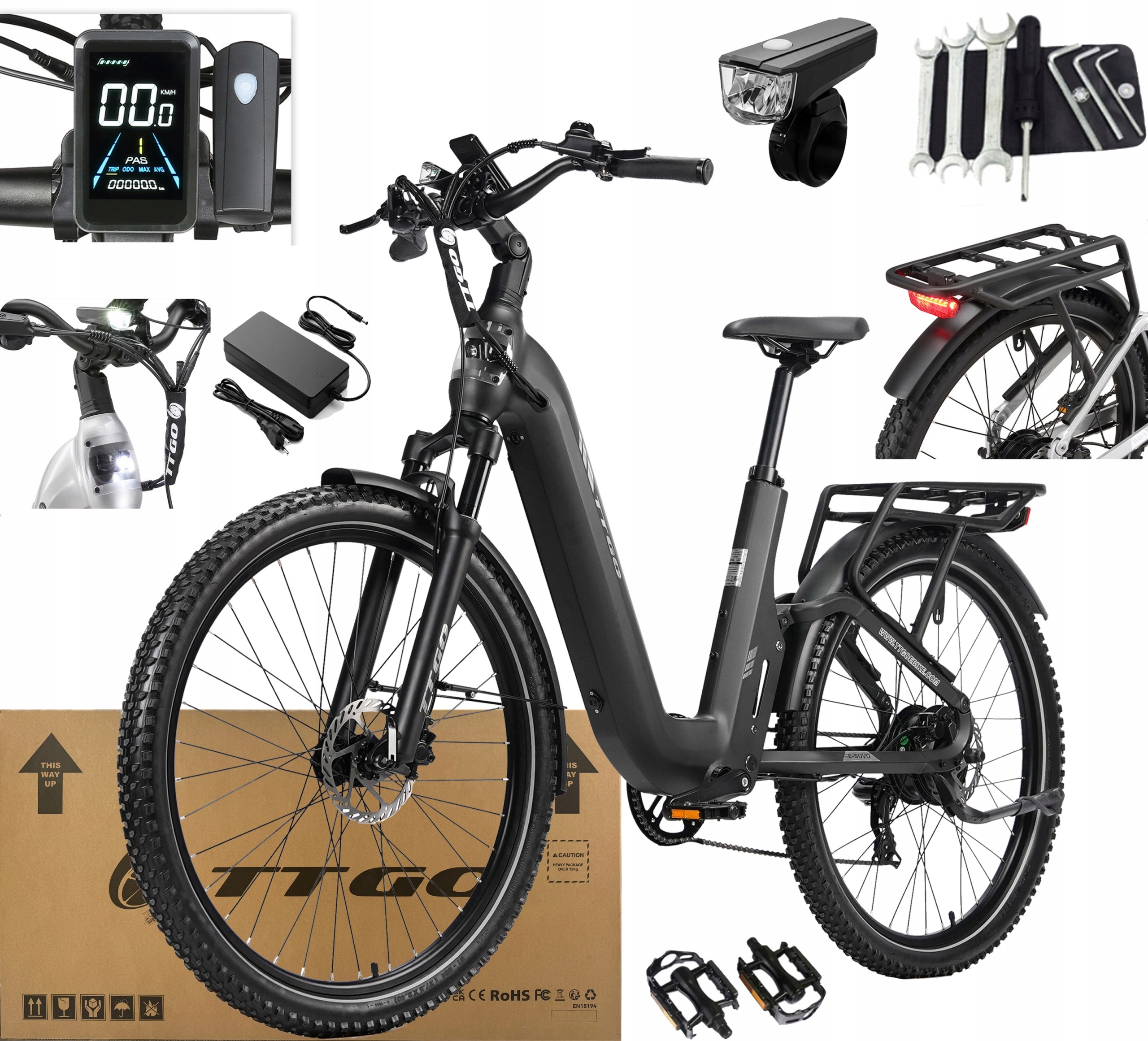 Ttgo E-suvo Elektrokolo 250W 70NM 25KM/H 15Ah 120KM Snímač momentu