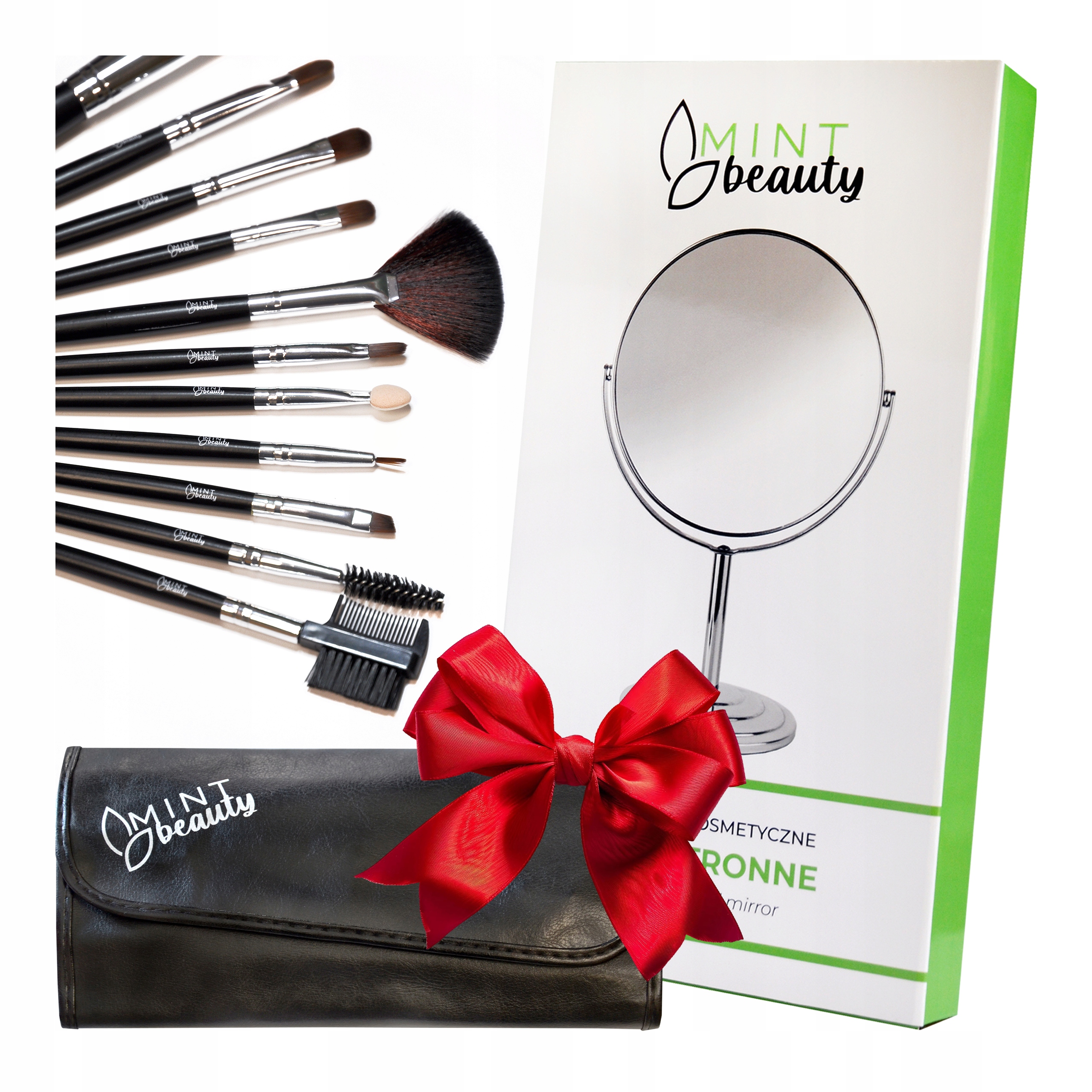 Sada na líčení Štětce na make-up kosmetické zrcátko stojící oboustranné