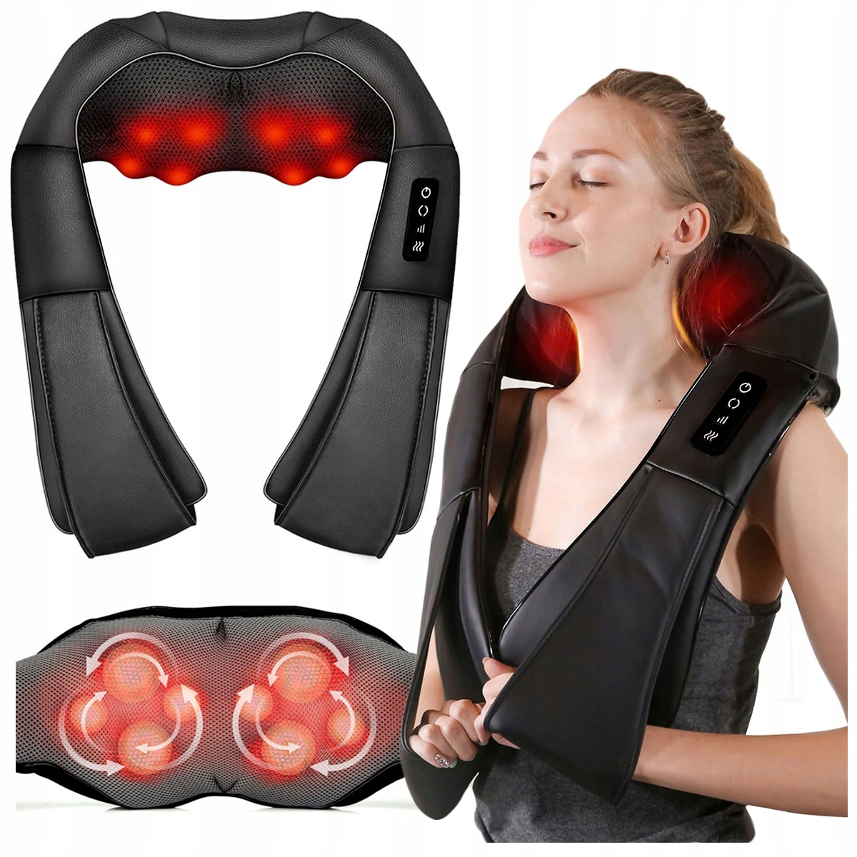Masażer Shiatsu Na Kark Plecy Stopy Do Ciała Szyi Pas Grzejący 30W