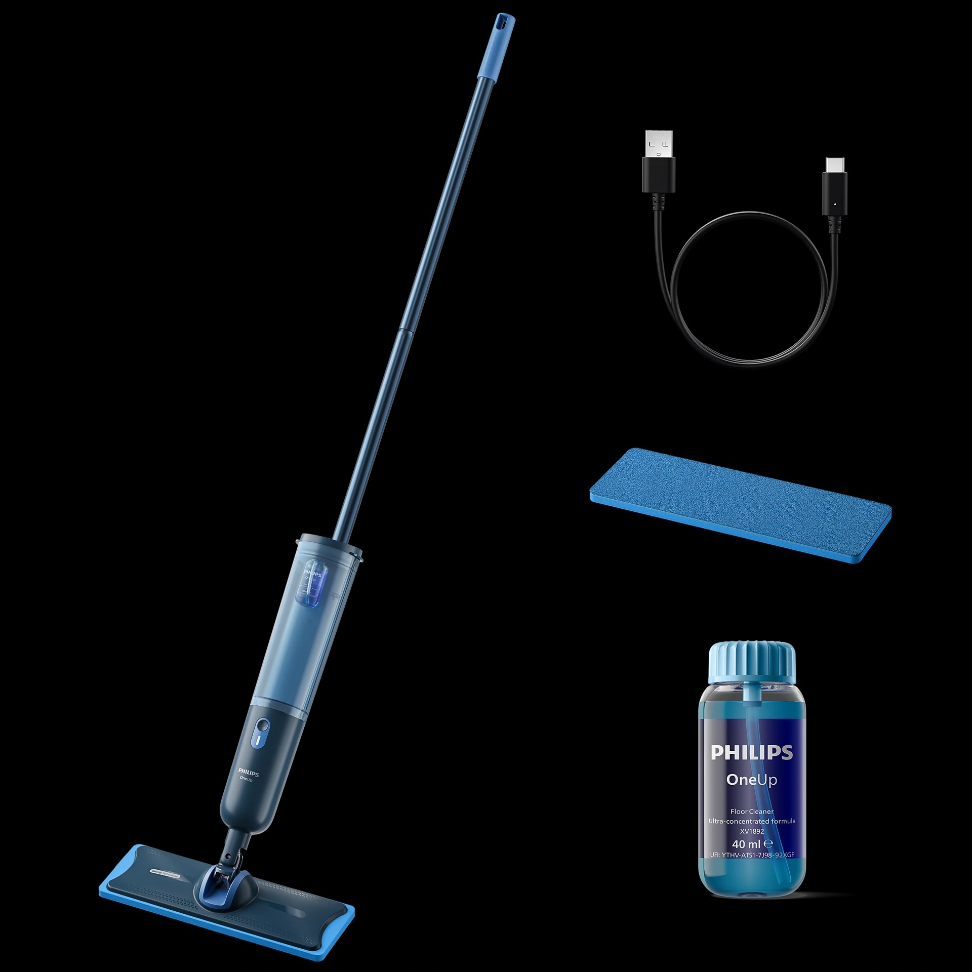 Elektrický mop Philips OneUp na batérie, modrý XV3101/01