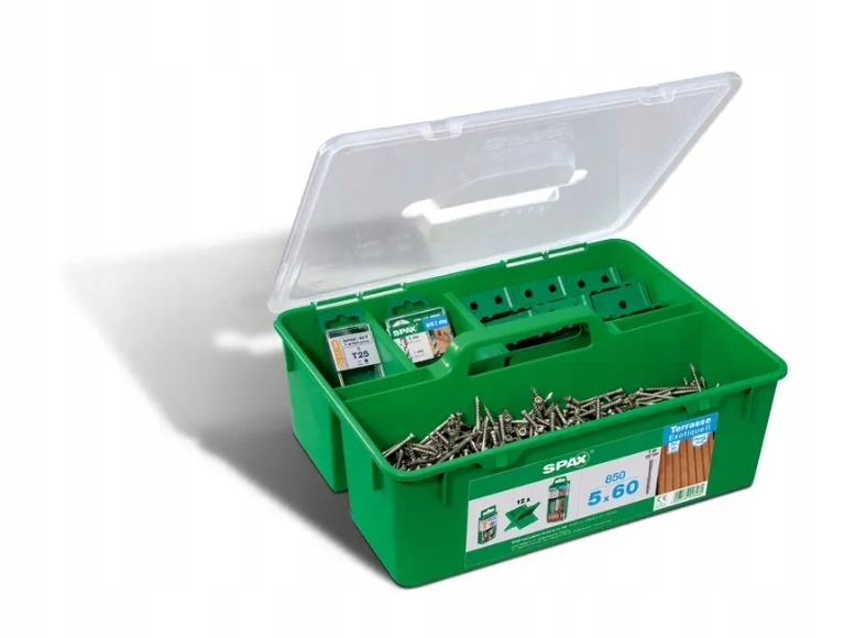 Spax Sada terasových skrutiek do dreva 5x60 mm Green Box Srebrne 850 Ks