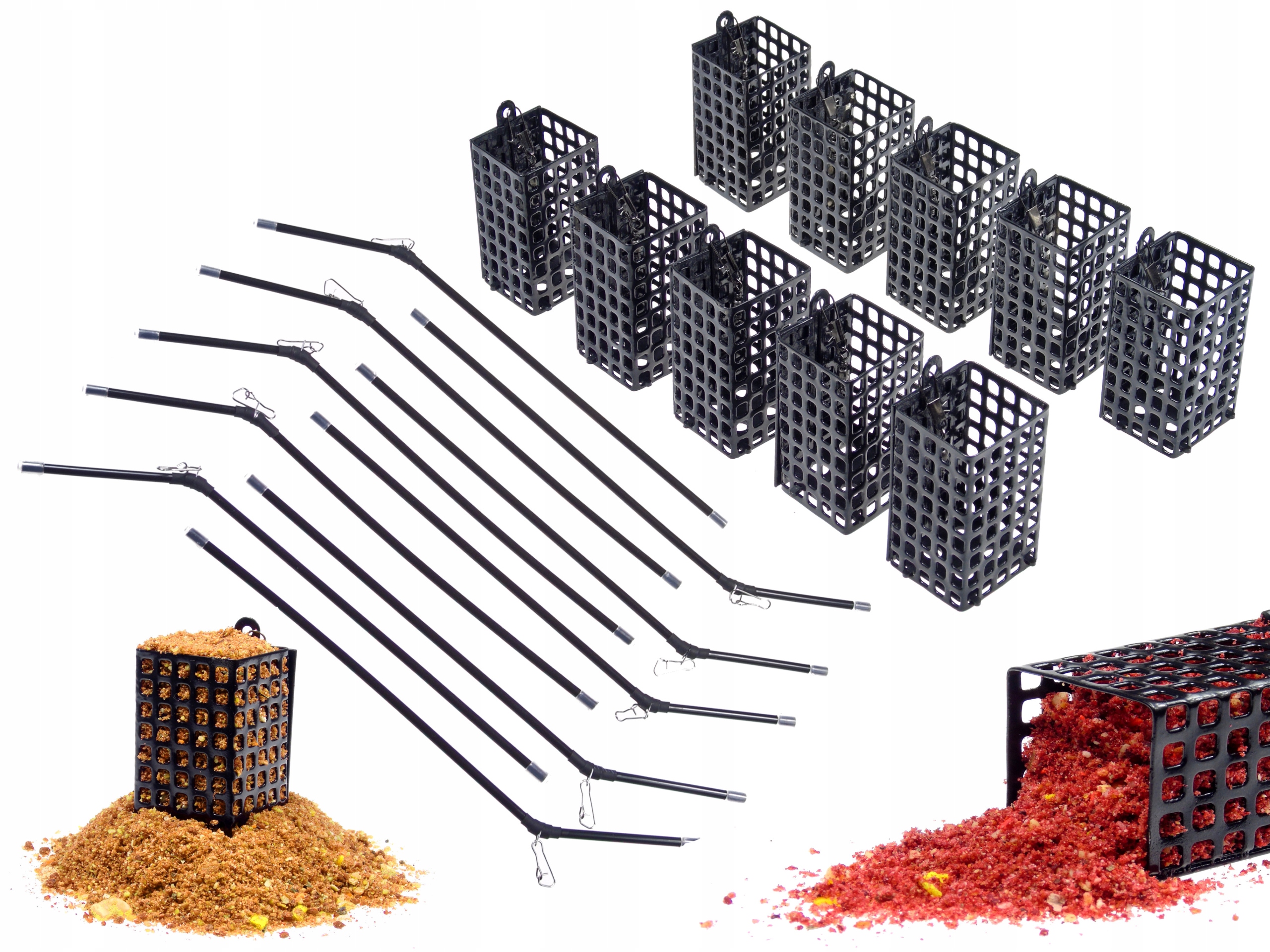 ZESTAW 10x KOSZYCZEK KOSZYK ZANĘTOWY 50G 10x RURKA KRĘTLIK NA GRUNT FEEDER