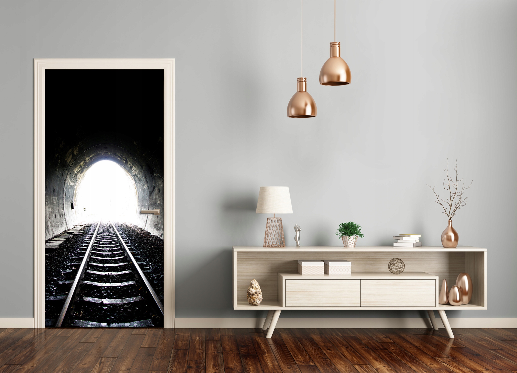 

Fototapeta samoprzylepna Drzwi Tunel tory kolejowe