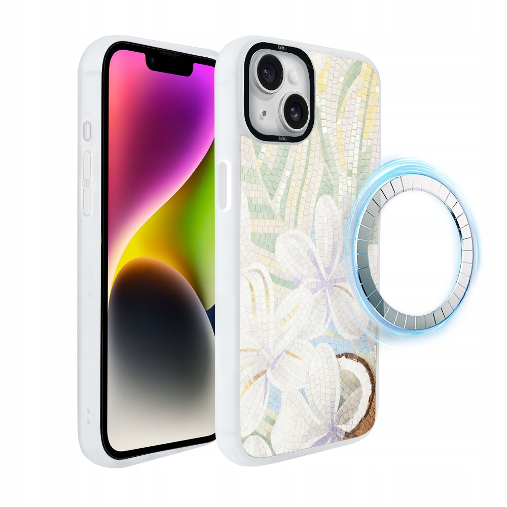Pouzdro pro iPhone 14 Ibizu DropGuard Matt s MagSafe, bílá lilie, bílá barva
