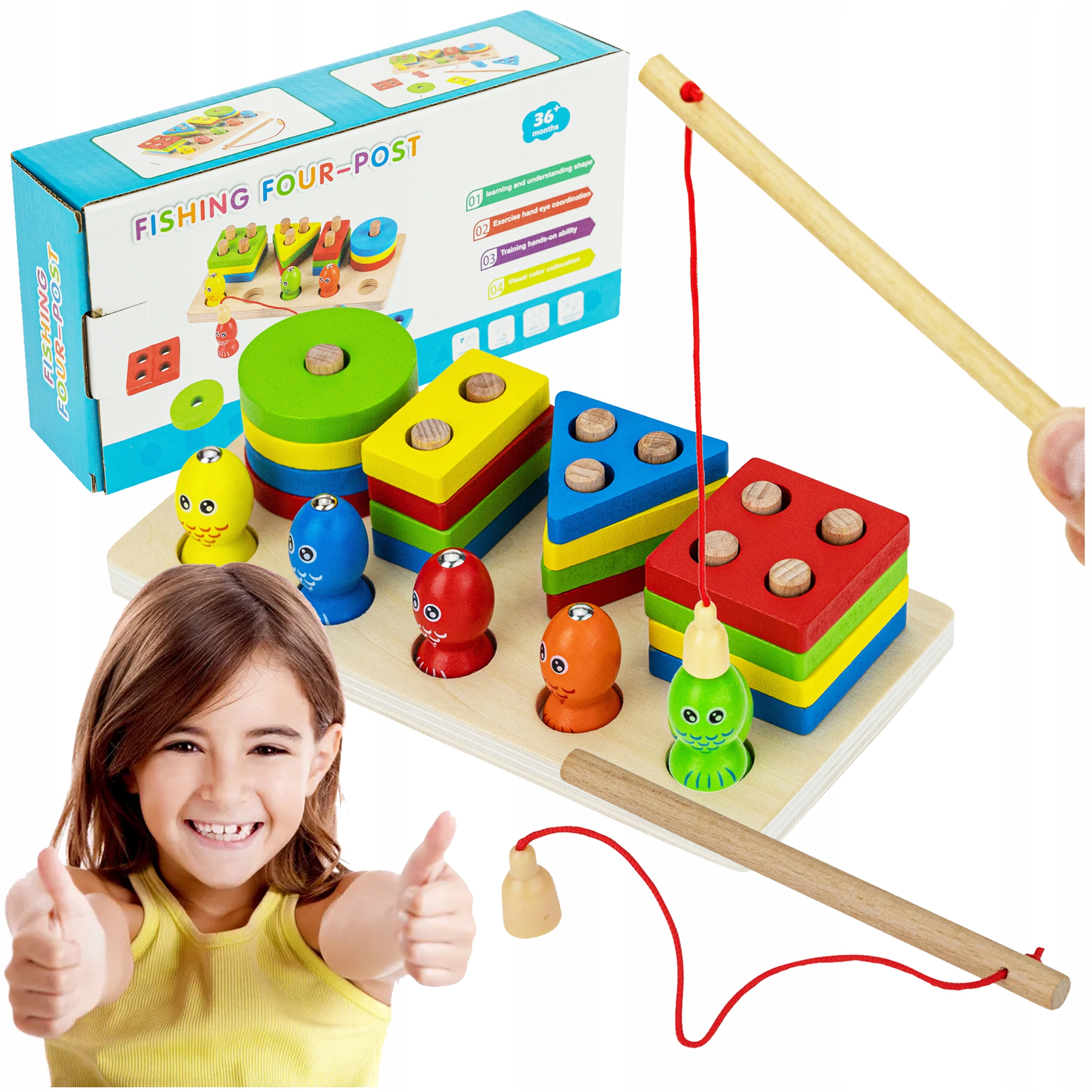 

Montessori Układanka drewniana sensoryczna rybki