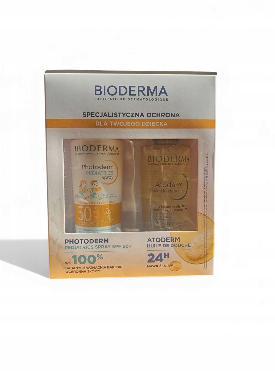 Bioderma Zestaw Photoderm Spray dla dzieci SPF50+ Atoderm olejek 200ml