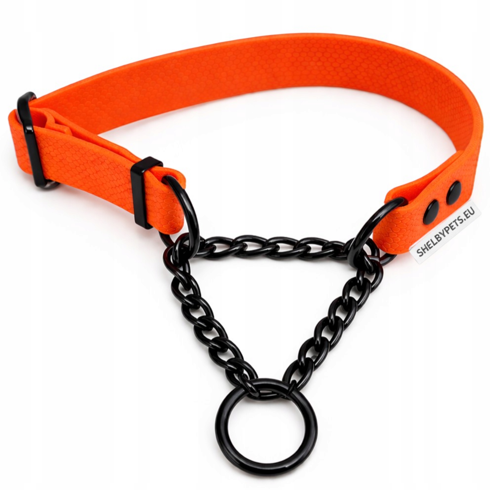 Obroża półzaciskowa Martingale M dla średniego psa Hexa Biothane -pomarańcz