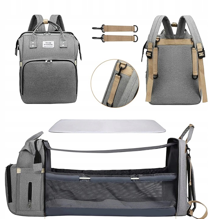 PLECAK dla MAMY TORBA ORGANIZER PRZEWIJAK ŁÓŻECZKO Wysokość 43 cm