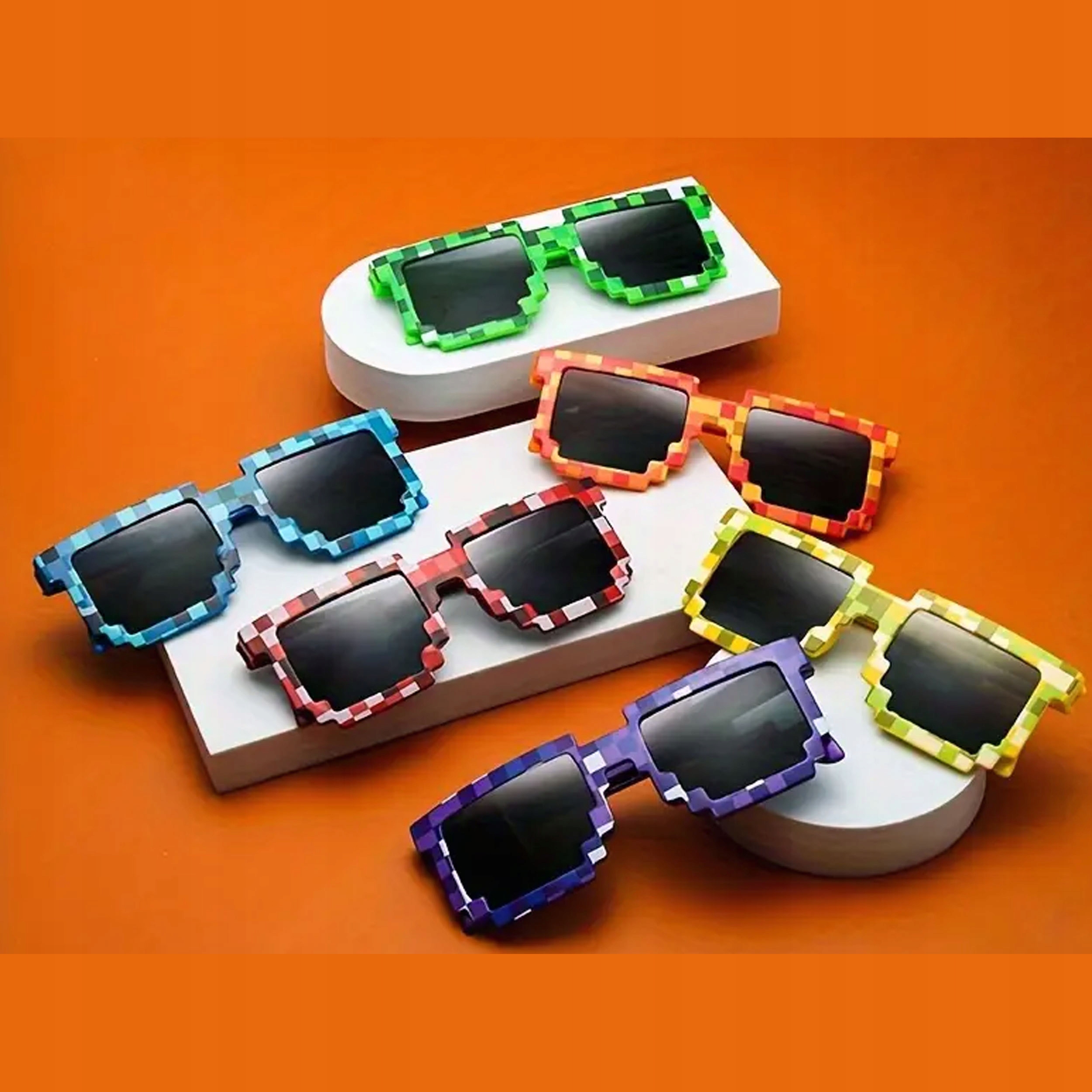 Okulary przeciwsłoneczne MINECRAFT gra pixel Steve Creeper UV400 Płeć chłopcy dziewczynki