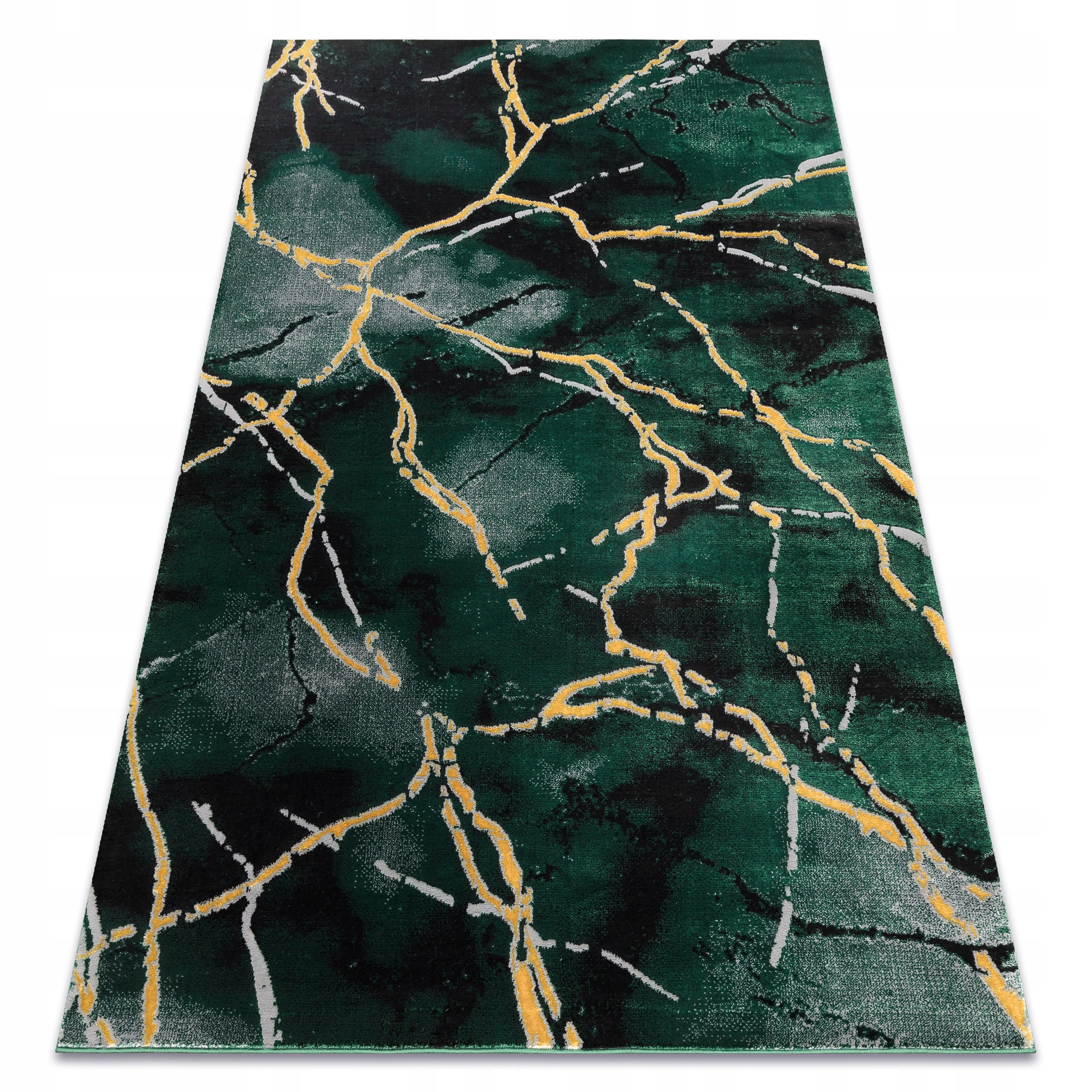 Stylowy Dywan Do Salonu 80x150 Marmur butelkowa zieleń #AF479