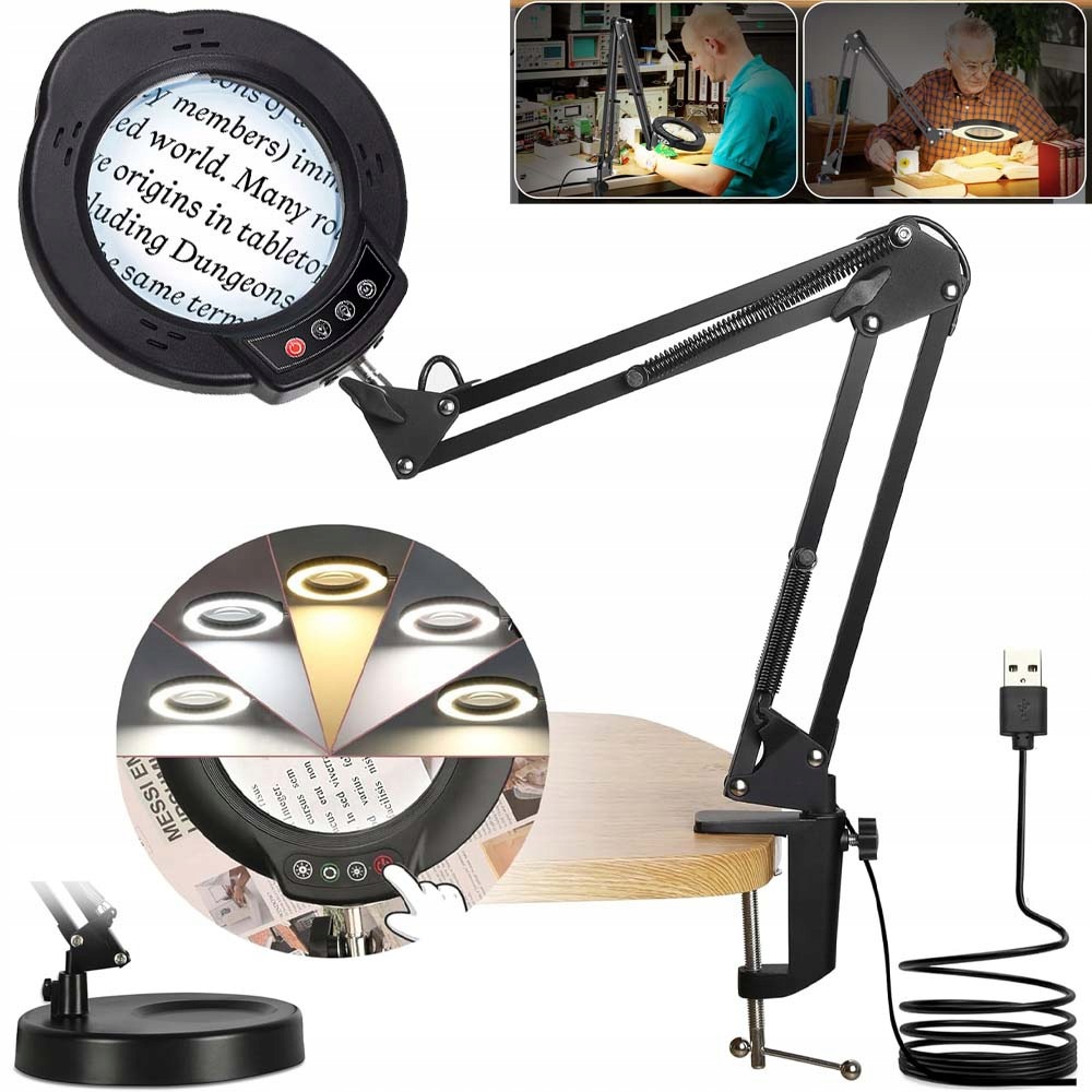 Led Lampa Kosmetická Lupa Sklo Zvětšující Stolní Kreslicí Lampa