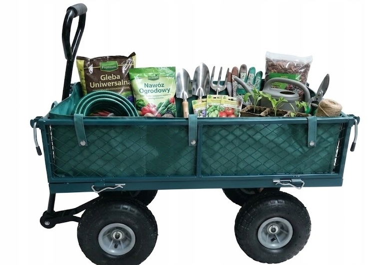 Přepravní Zahradní Vozík Rozkládací 100 L 200 Kg, Kolečko, Nafukovací Kola