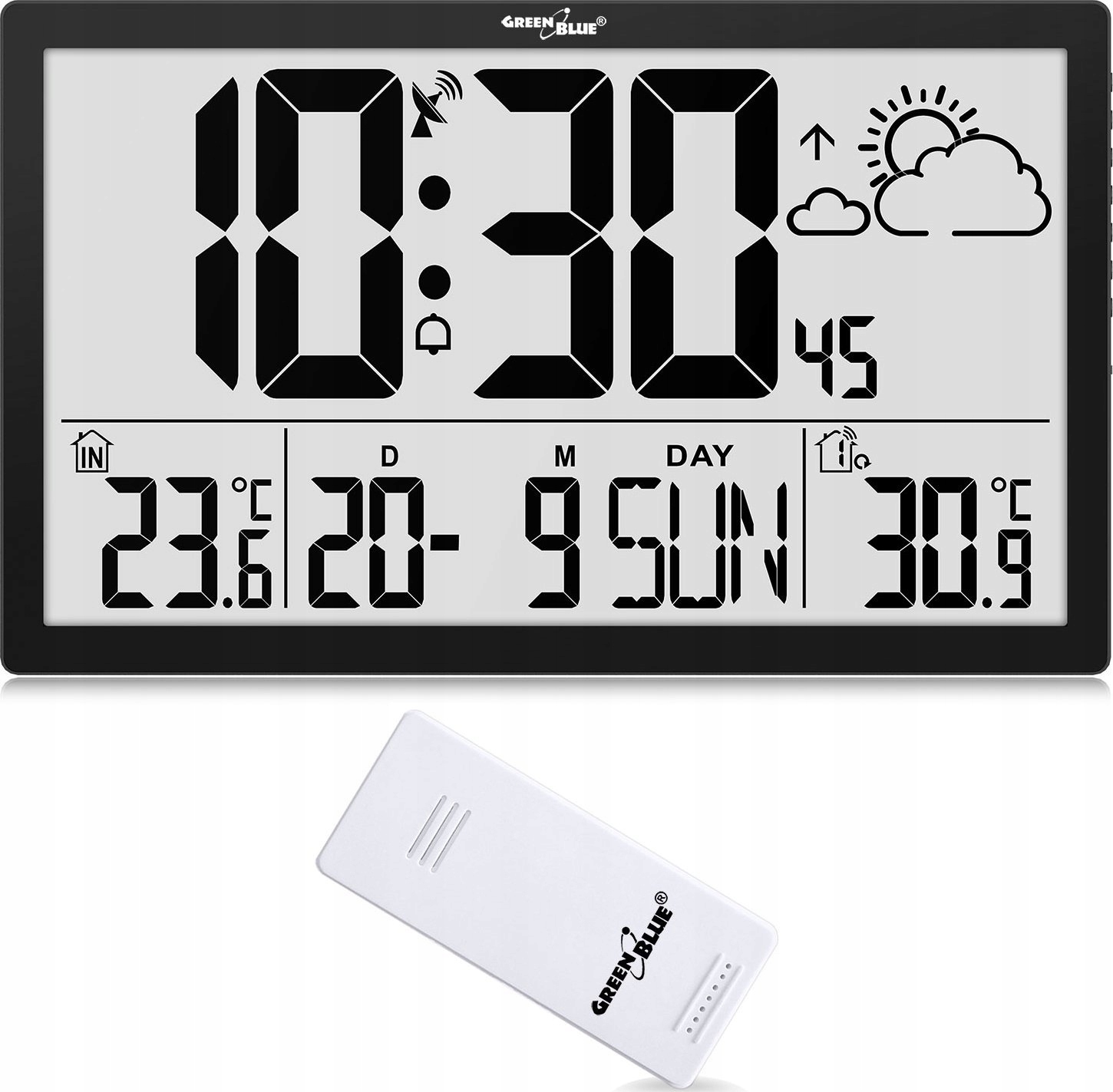 Domáca meteostanica Greenblue Veľké Nástenné Hodiny LCD GB218