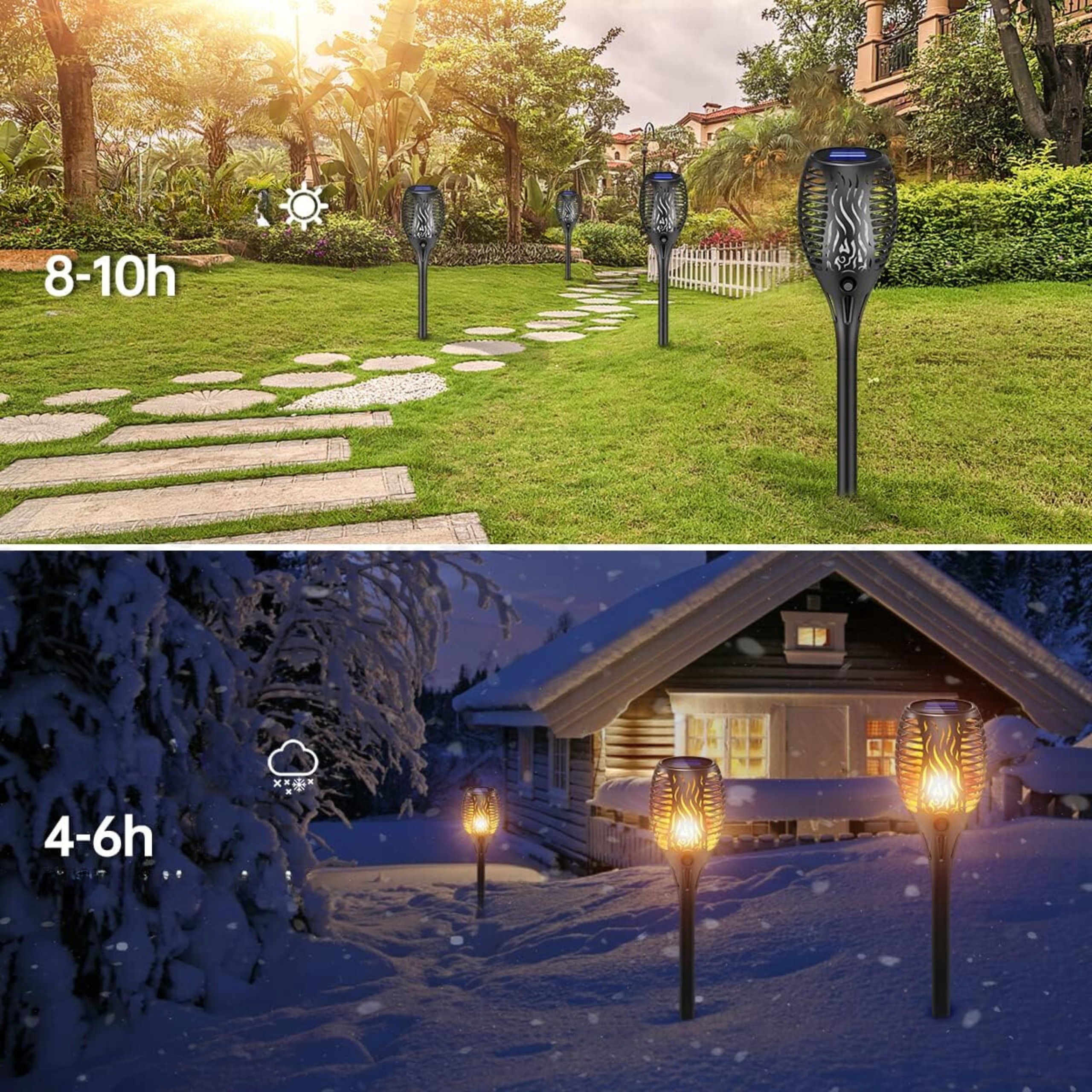 8x LAMPA SOLARNA LED POCHODNIA OGRODOWA EFEKT PŁOMIENIA OZDOBNA WBIJANA XXL Długość wbijanego grota 51 cm