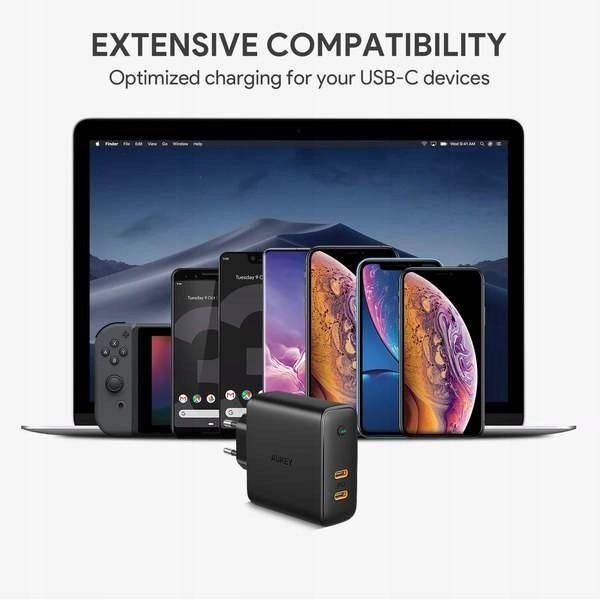 PA-D5 GaN ładowarka sieciowa 2xUSB C Power Delivery 3.0 63W 6A Dynamic