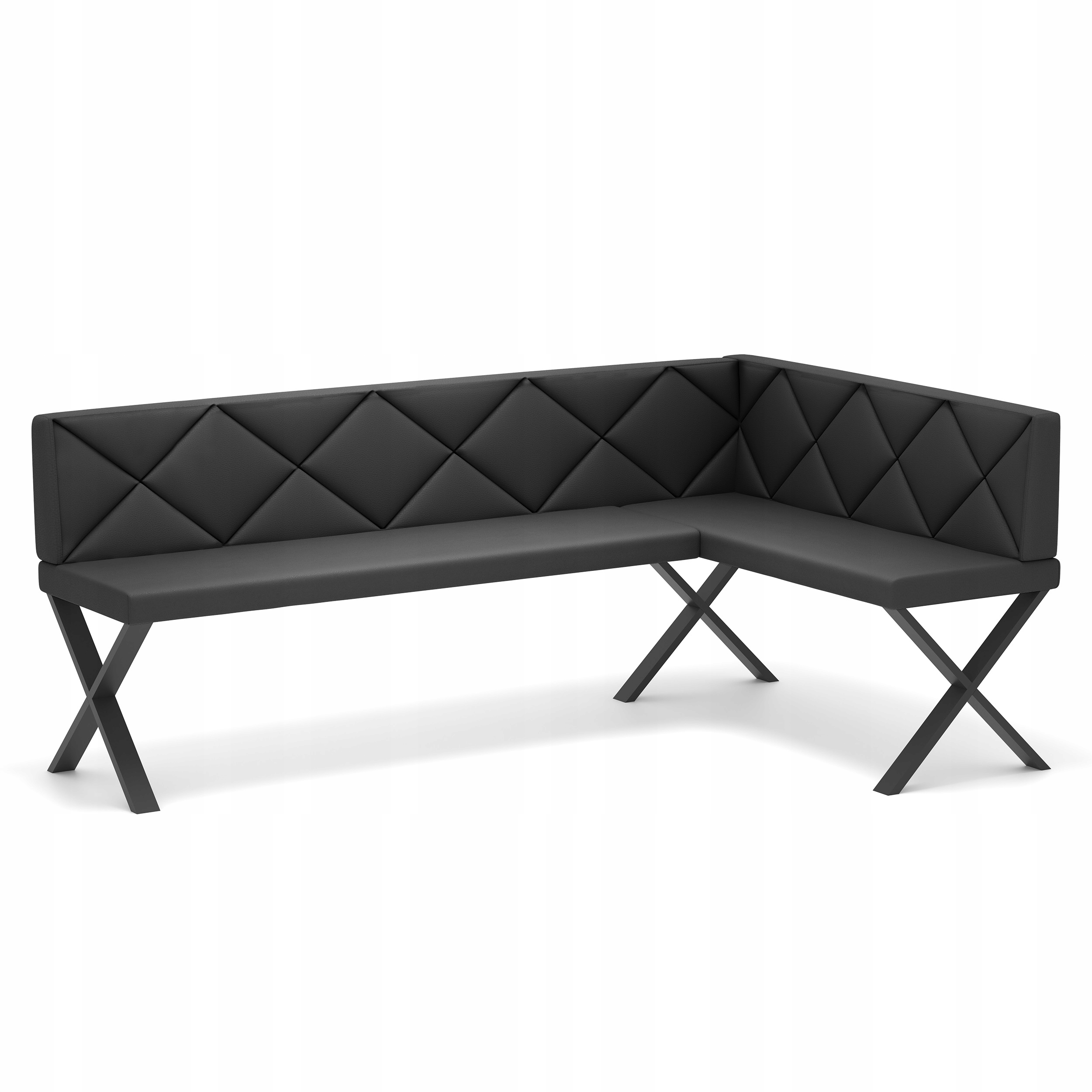 Kuchyňský kout Vero X čalouněný moderním loftem, prošívaný, černý