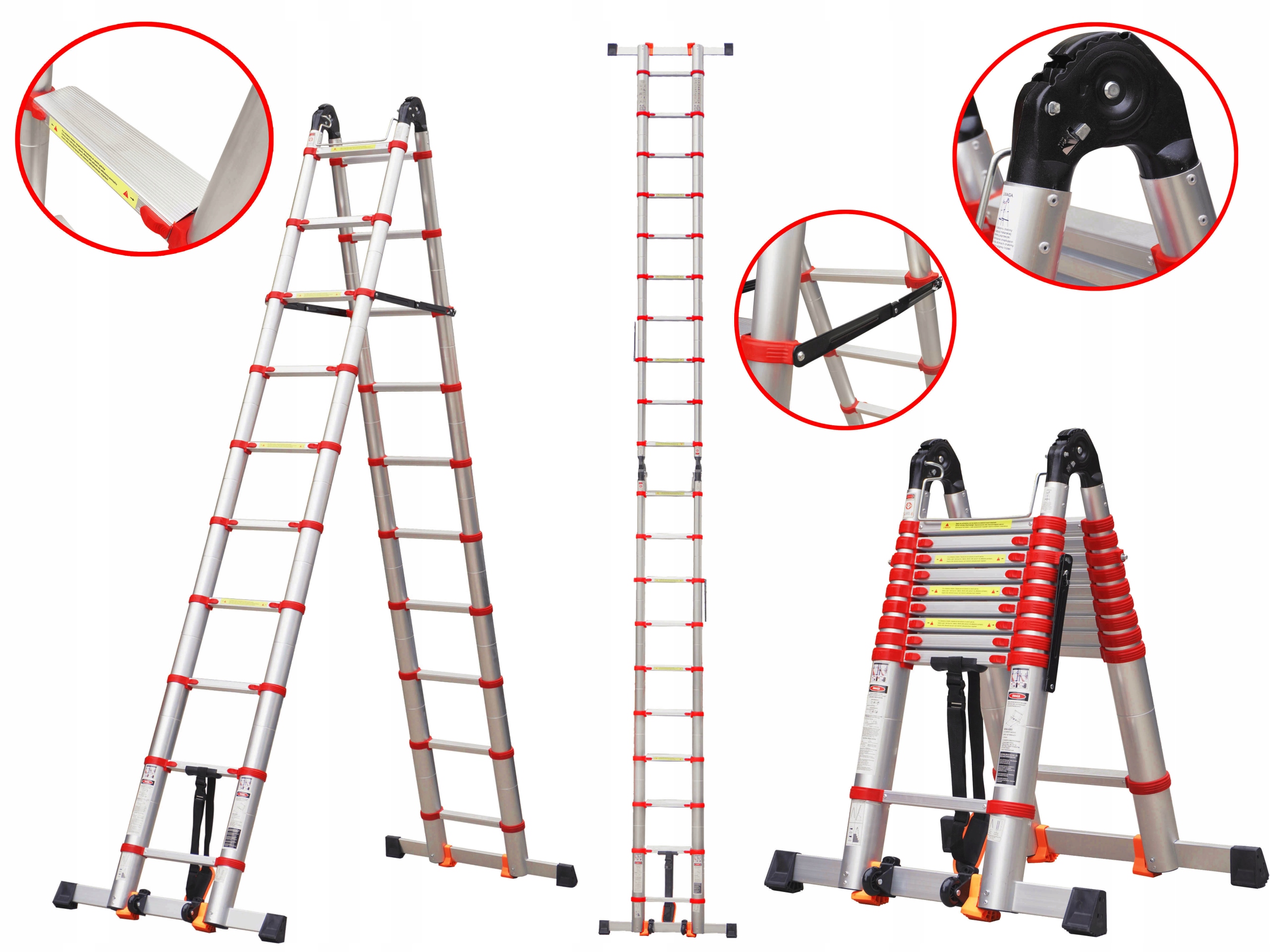 ЛЕСТНИЦА ТЕЛЕСКОПИЧЕСКАЯ PRZEGUBOWA 6,2 М ПРОЧНАЯ