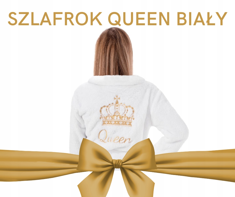 

Szlafrok Damski Biały Ze Złotą Koroną Queen S/m