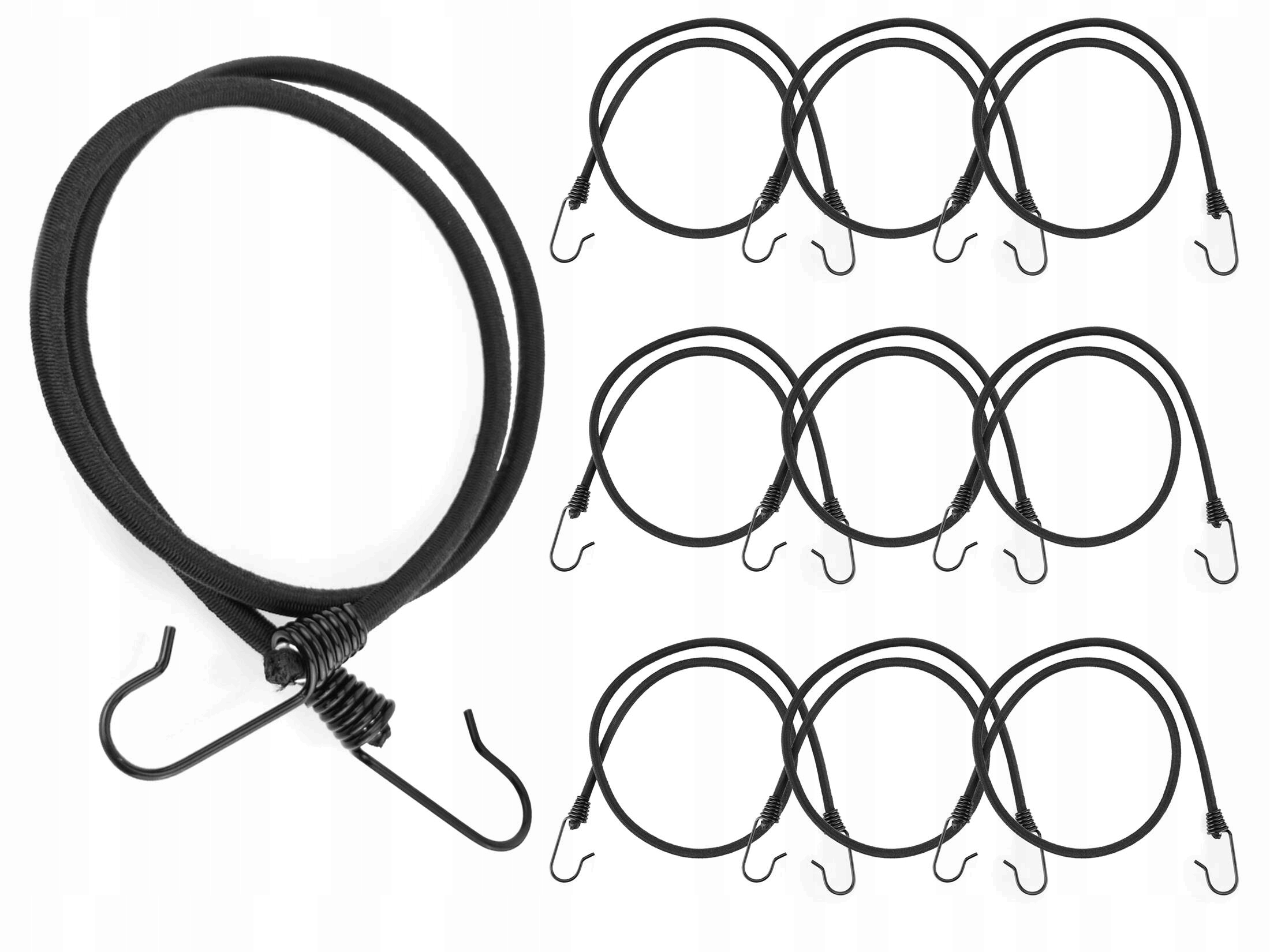 Gumová šňůra s háčky pro připevnění expandérového zavazadla, sada 10 Ks 120 cm