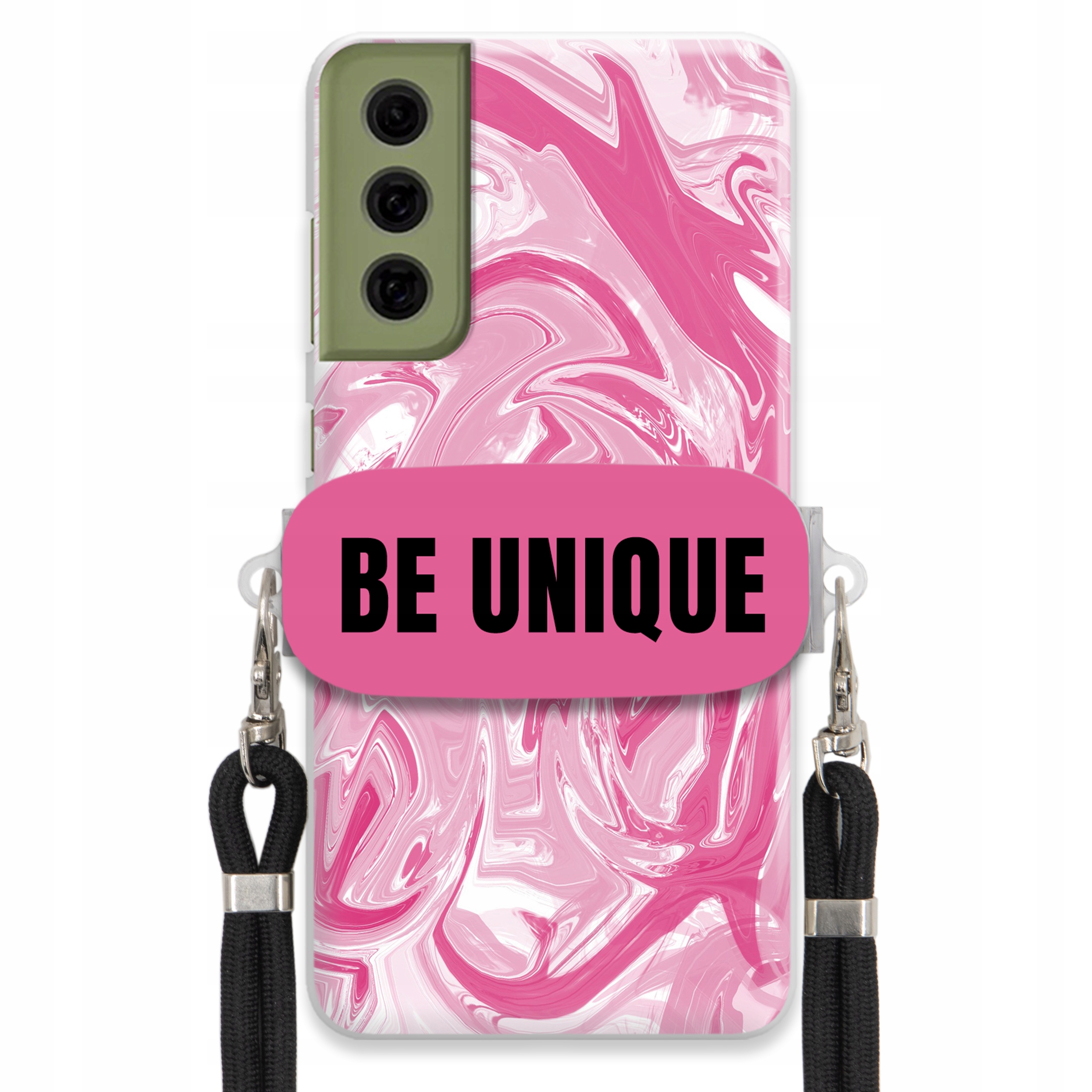 Pouzdro pro Samsung S21FE Pouzdro úchytka na šňůrku Černá Růžová Mramorová Be Unique