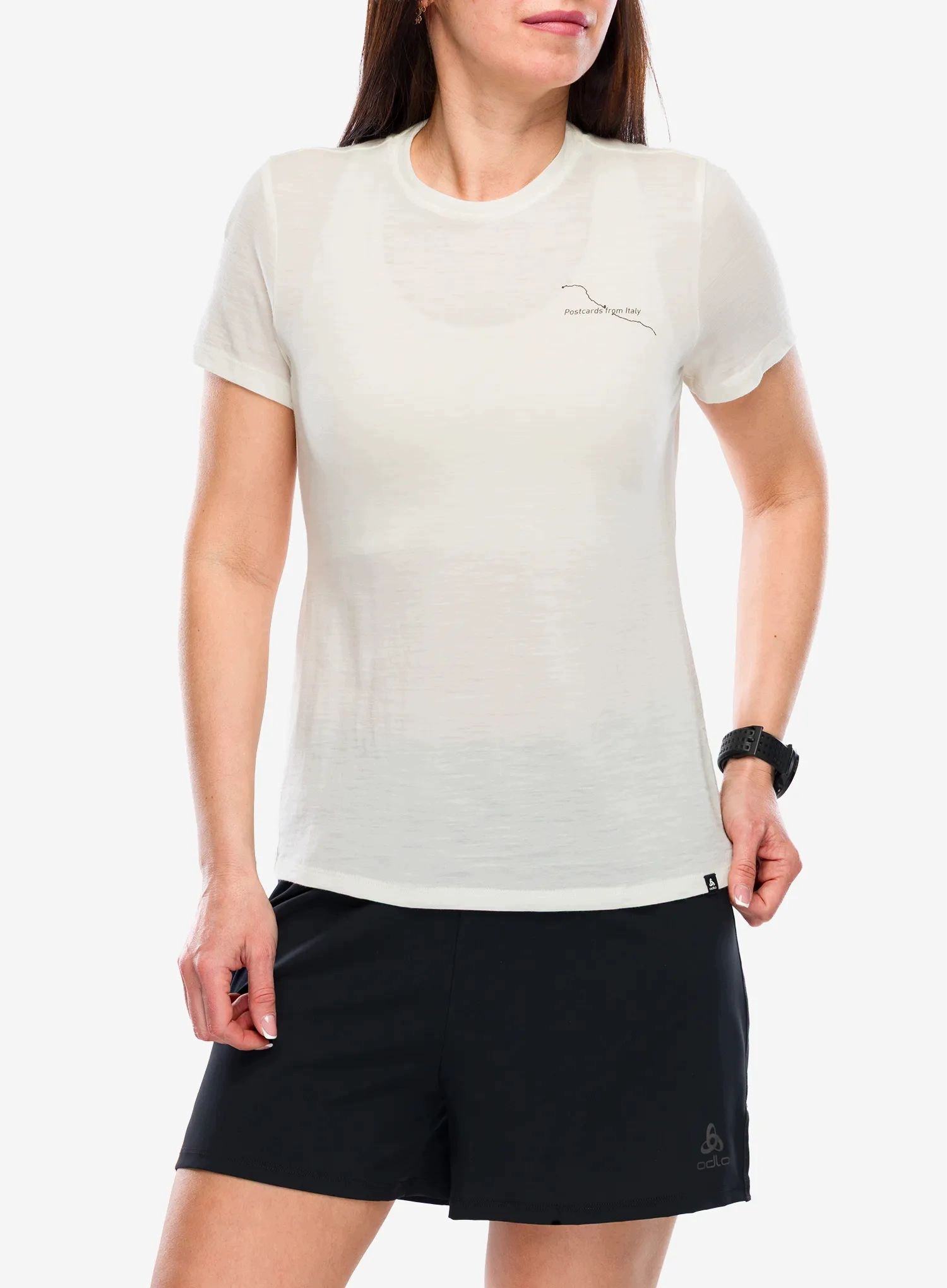Dámské merino tričko Odlo Merino 160 Postcards Crew Neck Ss gardenia L