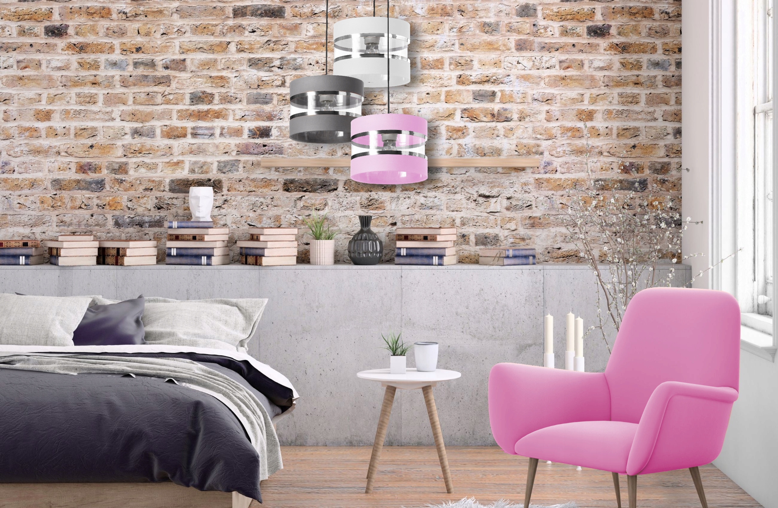 LAMPA WISZĄCA Z ABAŻURAMI 3PŁ LED EDISON KOLORY Kolekcja Vire