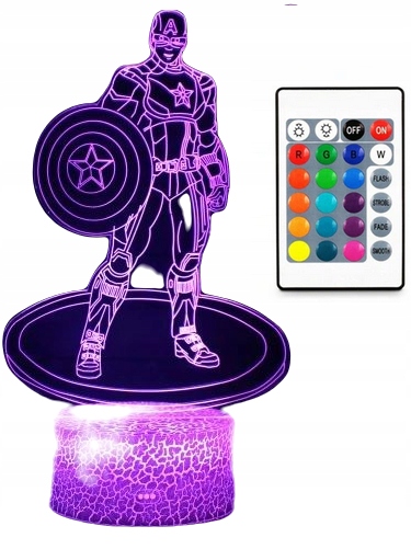

Lampa 3D Led Kapitan Ameryka Marvel Pilot
