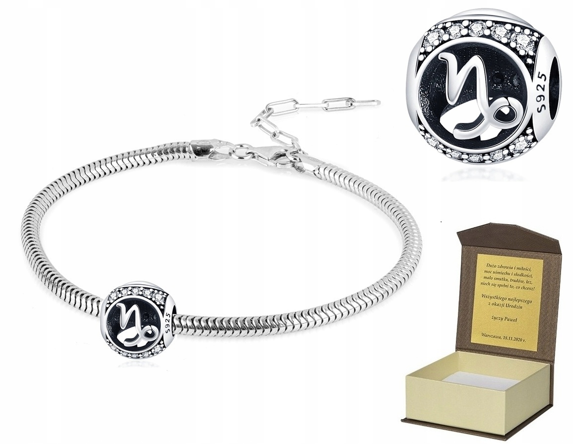 Stříbrný náramek 18-22 cm Charms Znamení Zvěrokruhu Kozoroh BC507