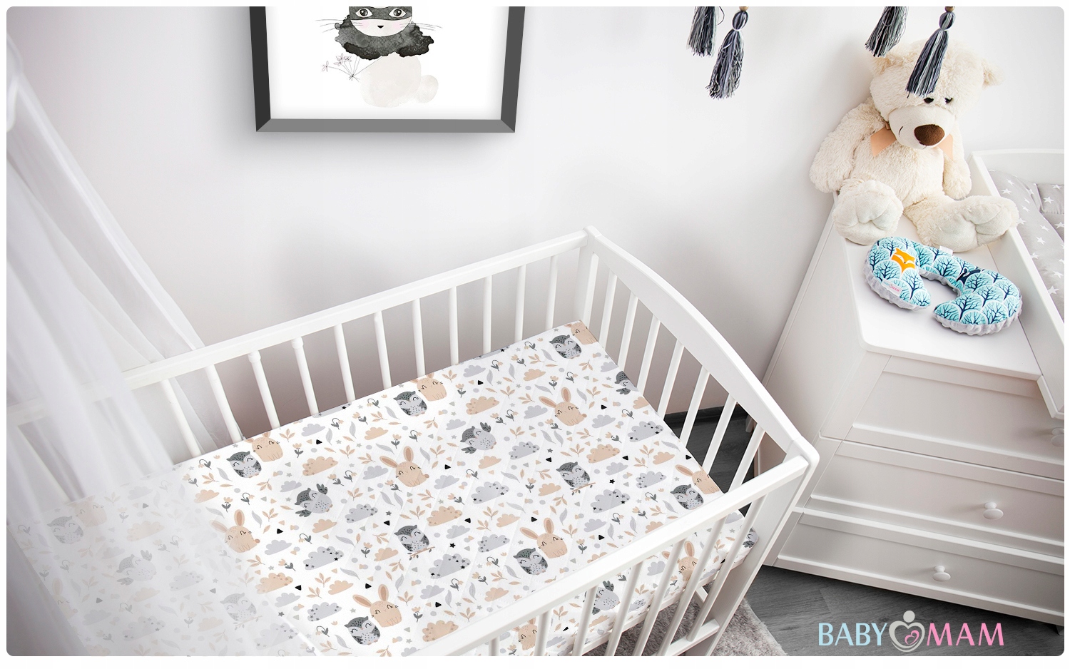 PRZEŚCIERADŁO DO ŁÓŻECZKA Z GUMKĄ BAWEŁNA 100% 140x70 BABYMAM Długość 140 cm