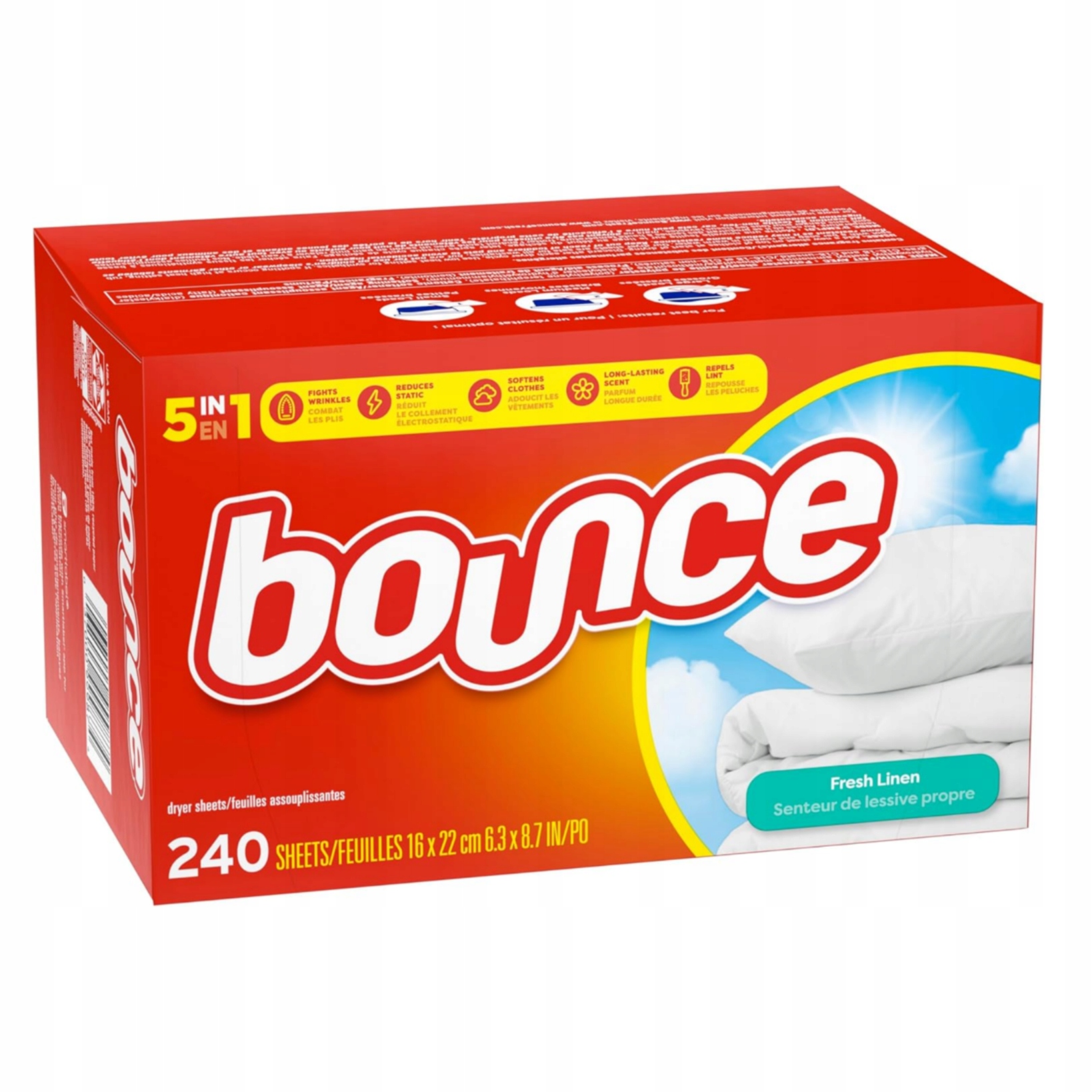 Ubrousky do sušičky prádla změkčující antistatické Fresh Linen Bounce 240 ks